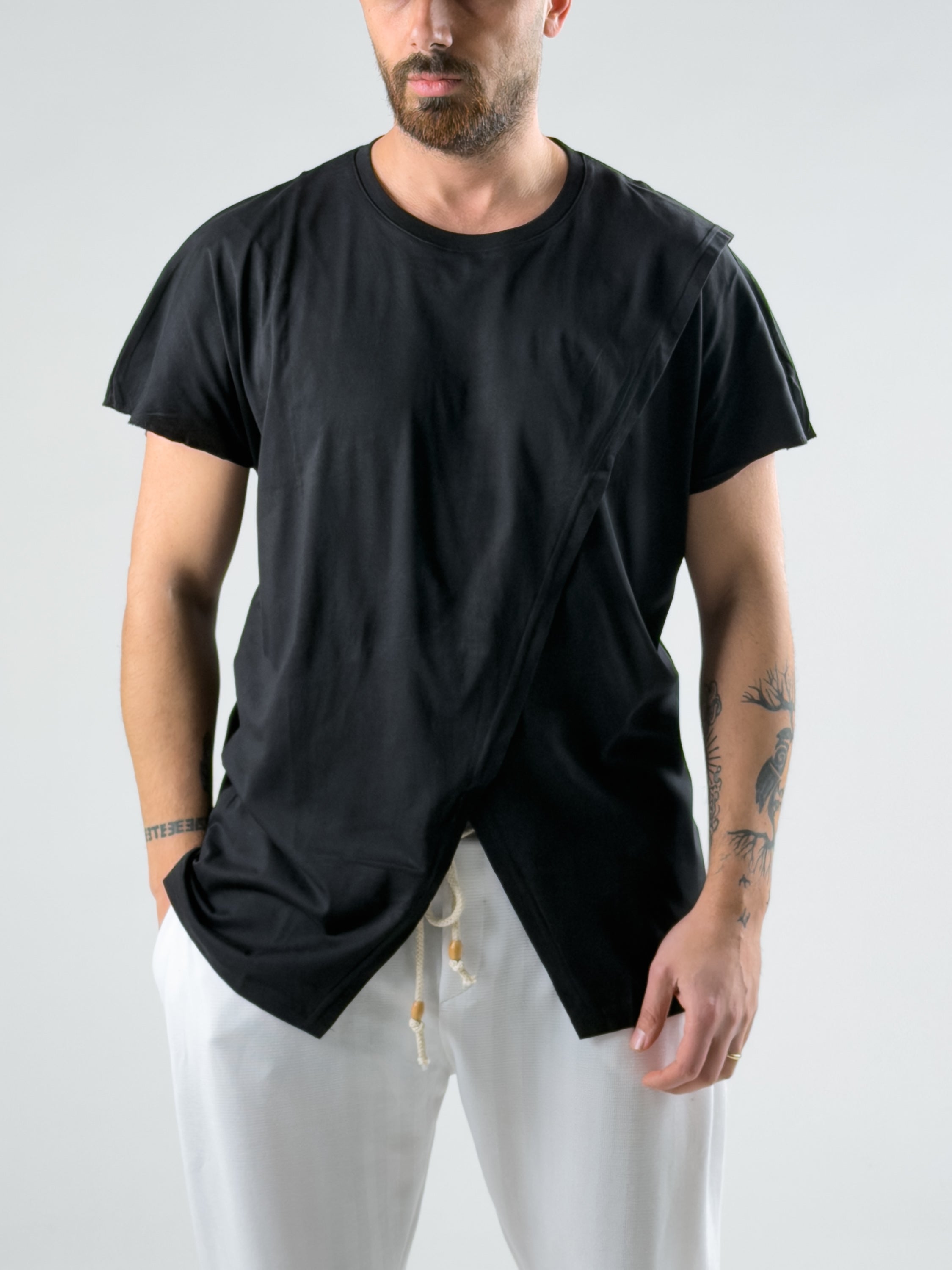 Çift Parça Siyah Erkek T-Shirt COC3001