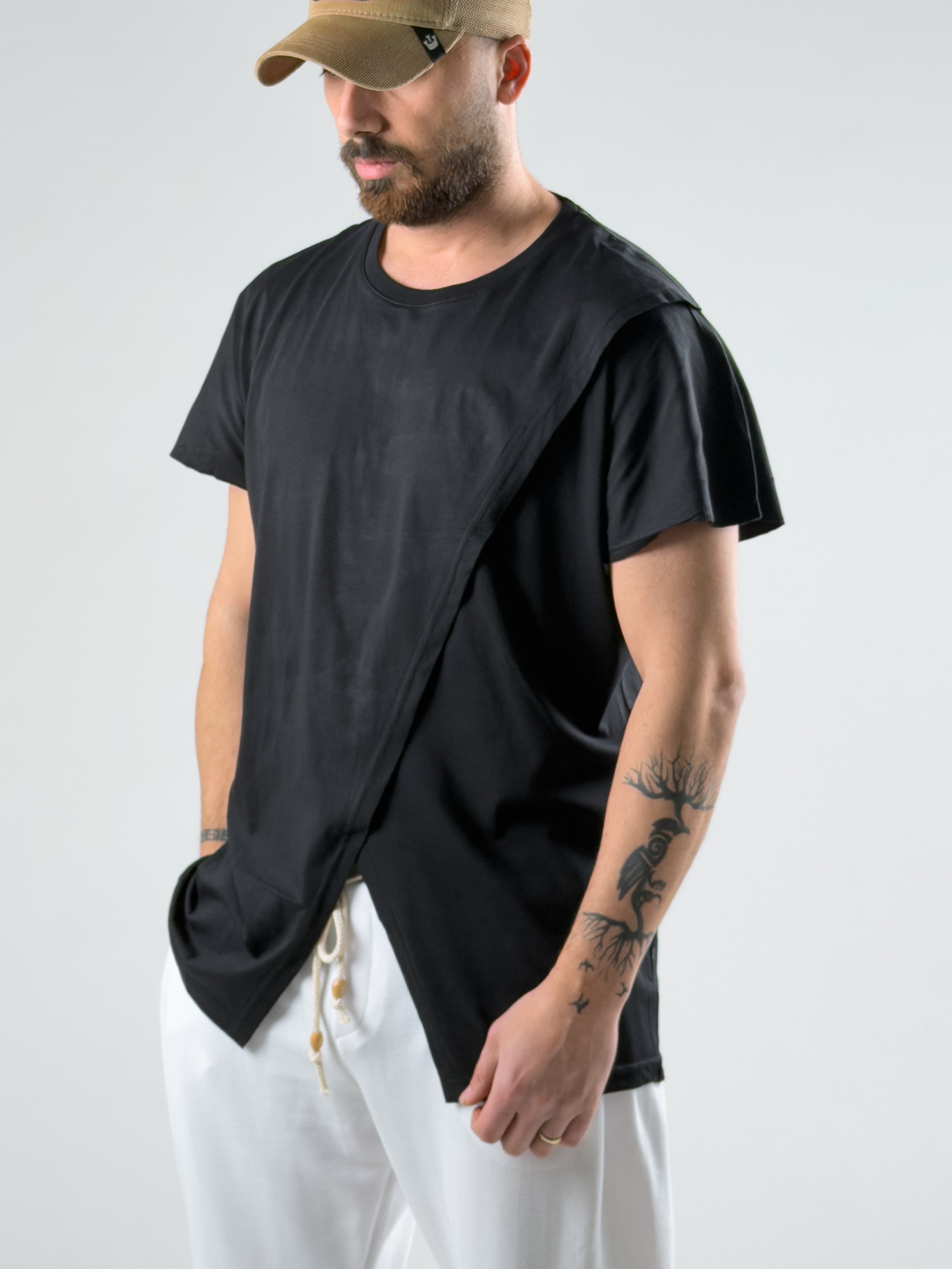 Çift Parça Siyah Erkek T-Shirt COC3001