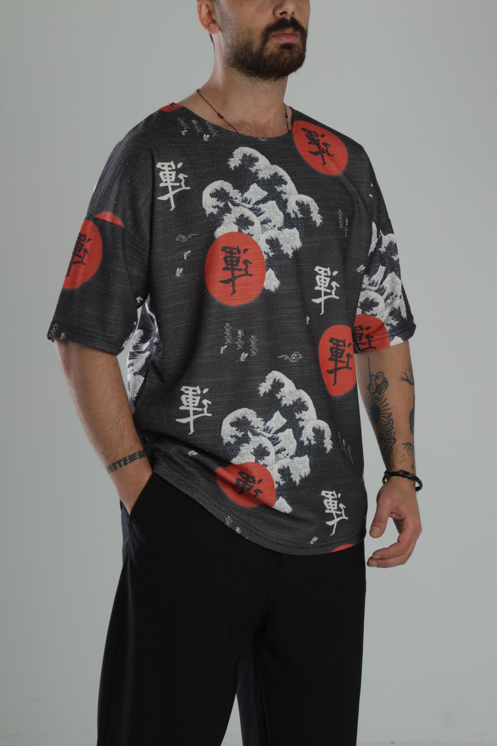 Çin Ağacı Desenli Oversize T-Shirt COC1872