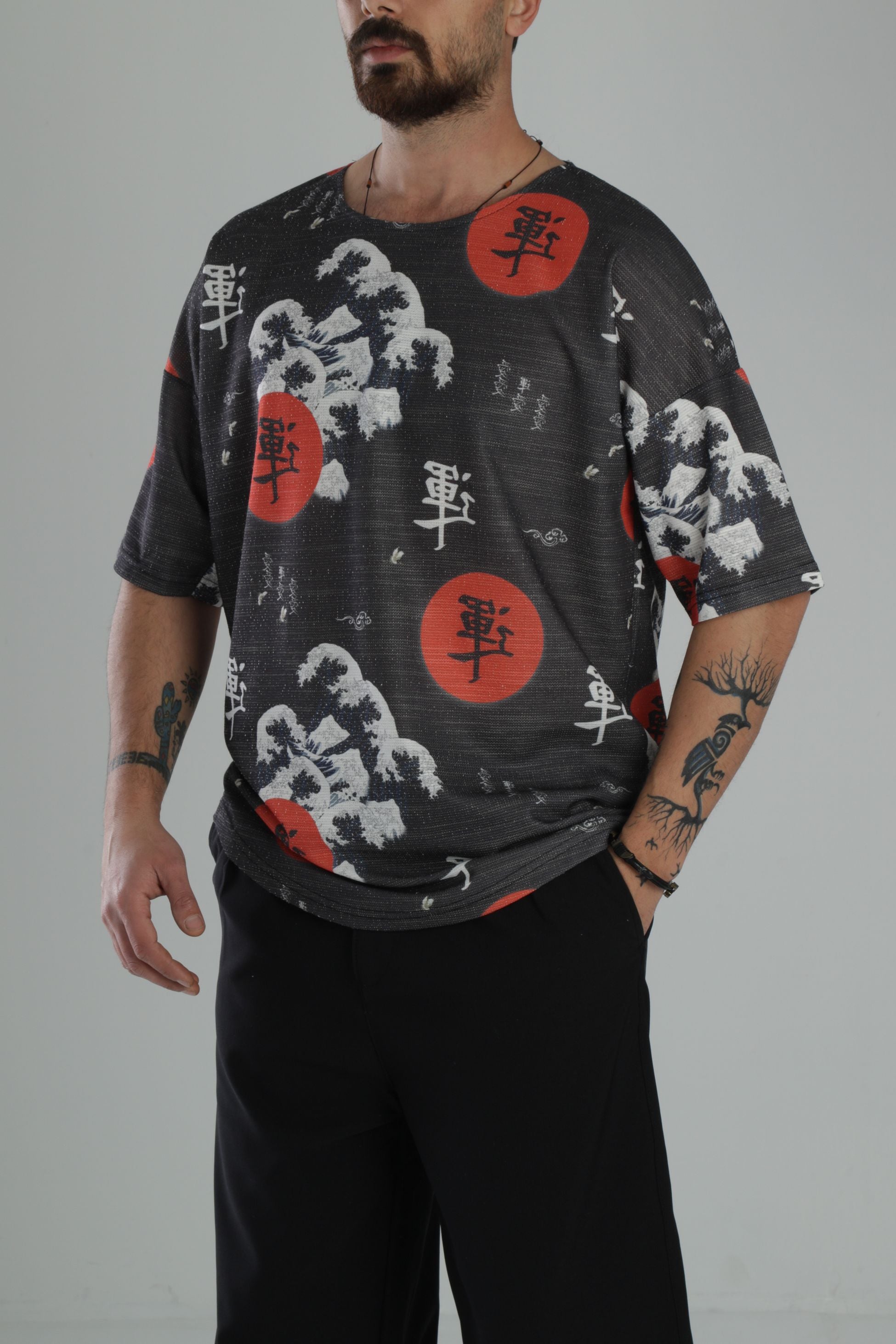 Çin Ağacı Desenli Oversize T-Shirt COC1872