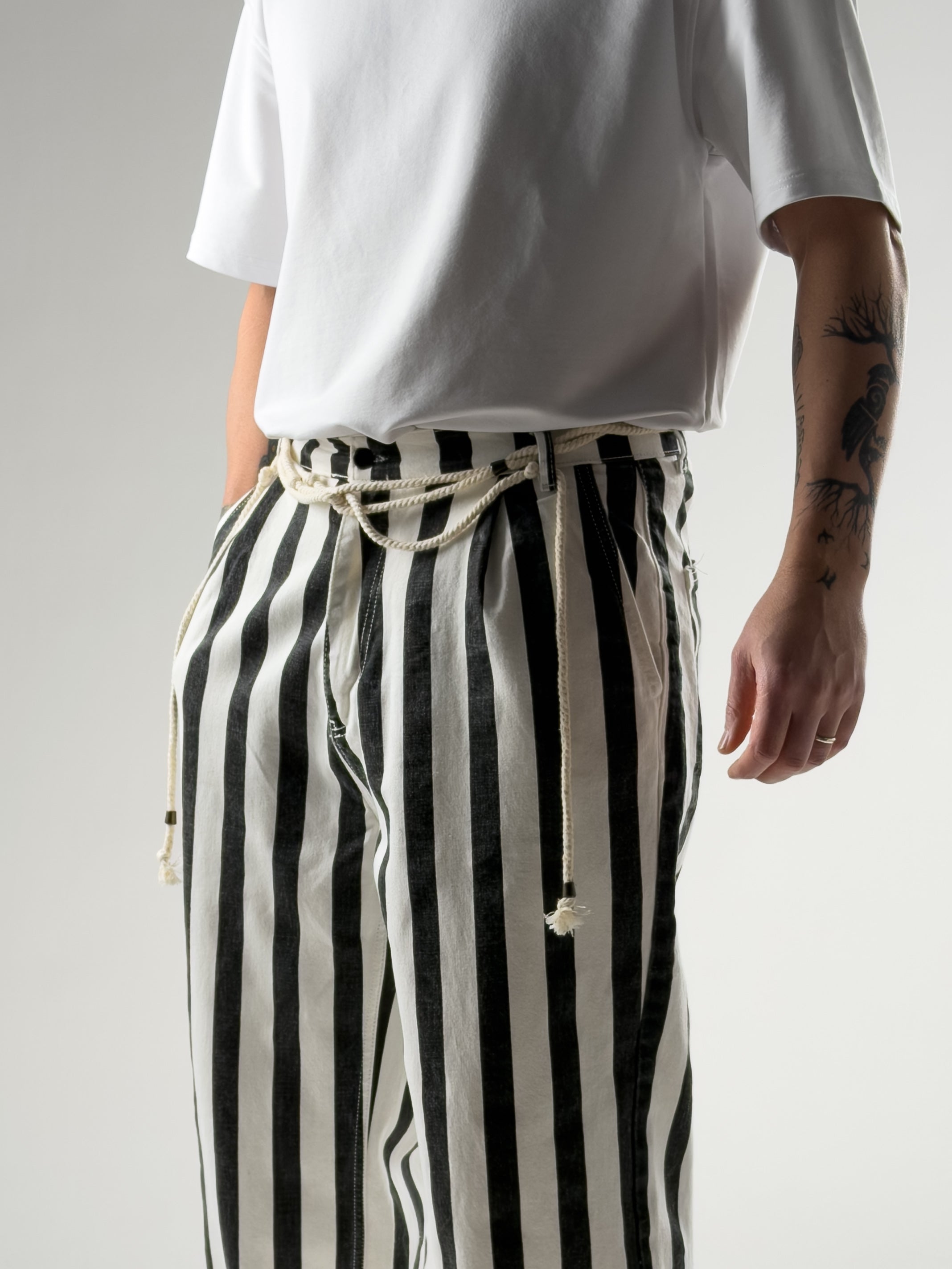 Çizgili Baggy Erkek Kot Pantolon COC2800
