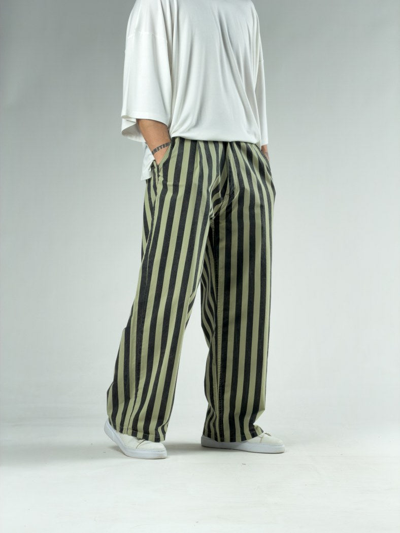Çizgili Yeşil Erkek Pantolon COC3118