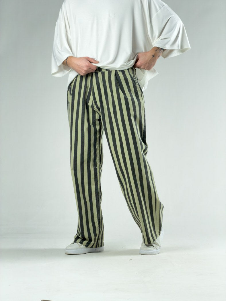 Çizgili Yeşil Erkek Pantolon COC3118