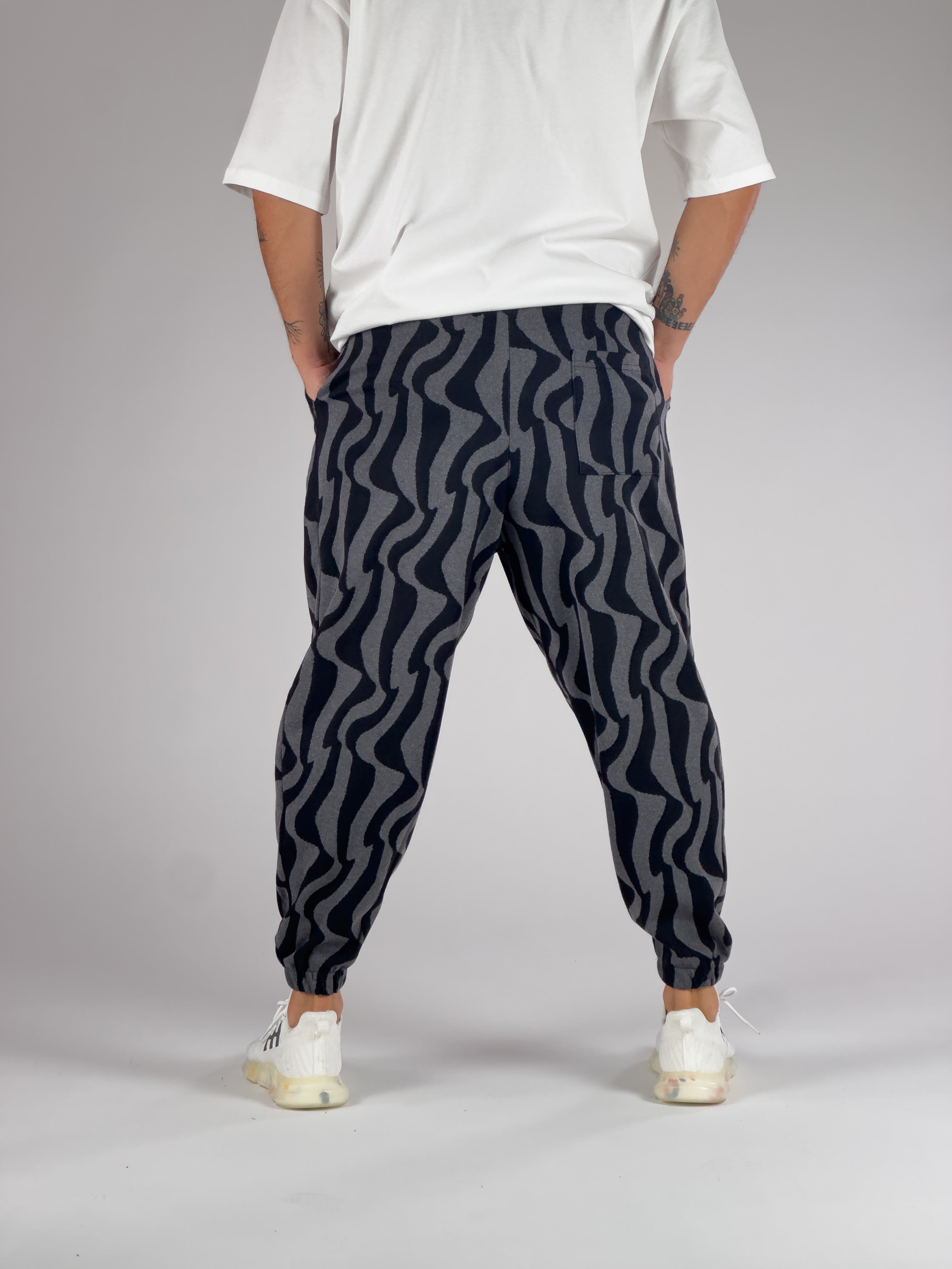 Dalga Desenli Pileli Erkek Jogger Pantolon COC1007
