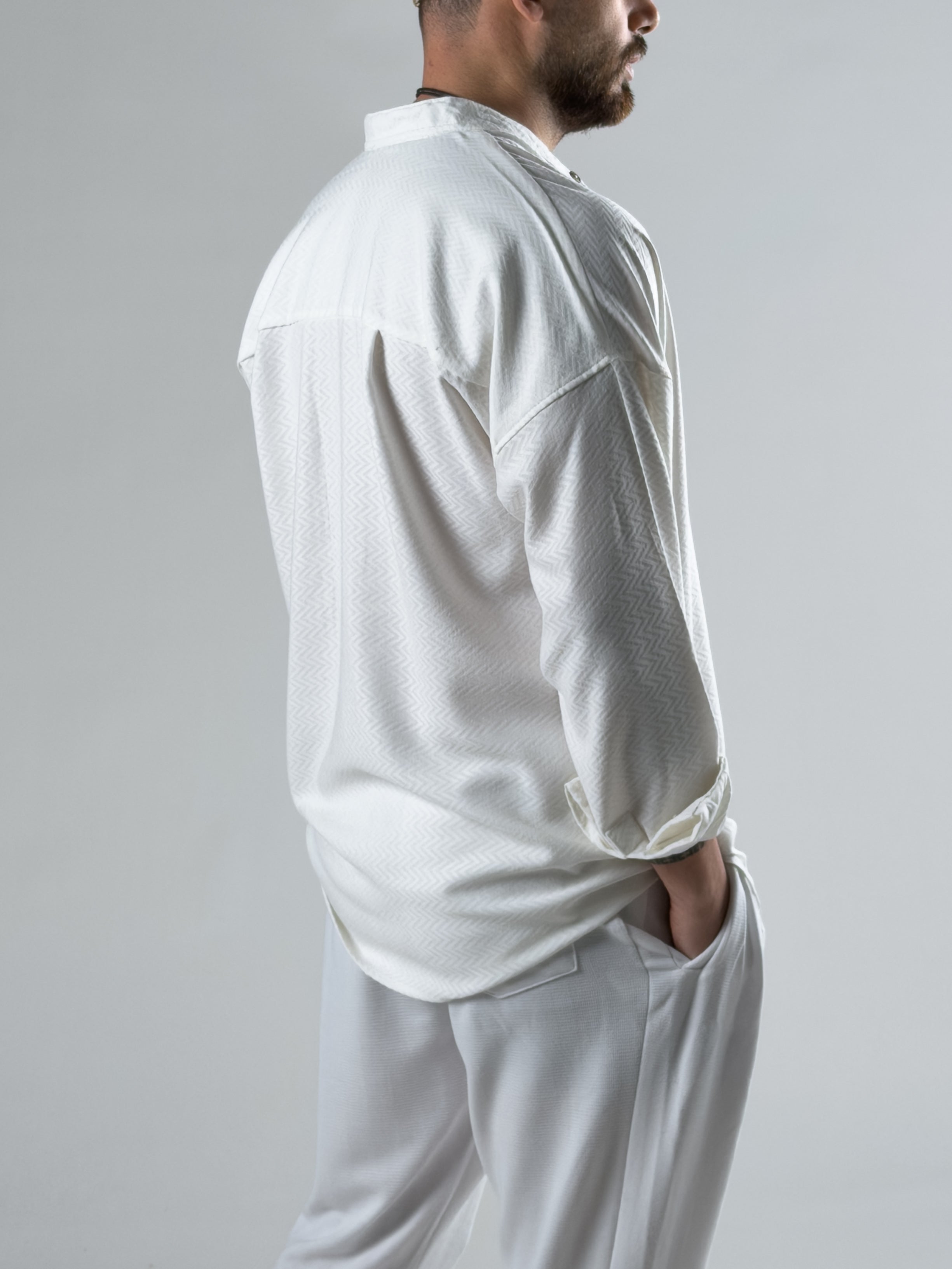 Desenli Beyaz Erkek Gömlek COC2980