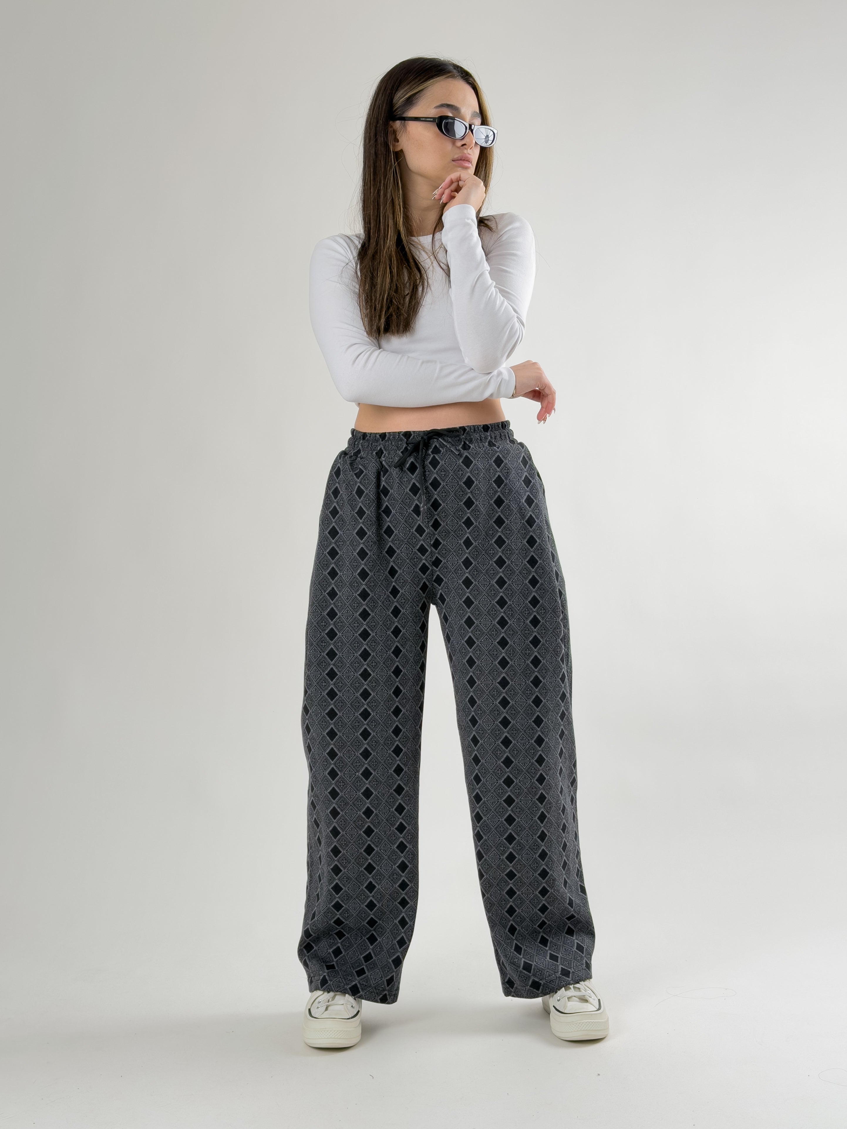 Desenli Kadın Baggy Pantolon COC2675
