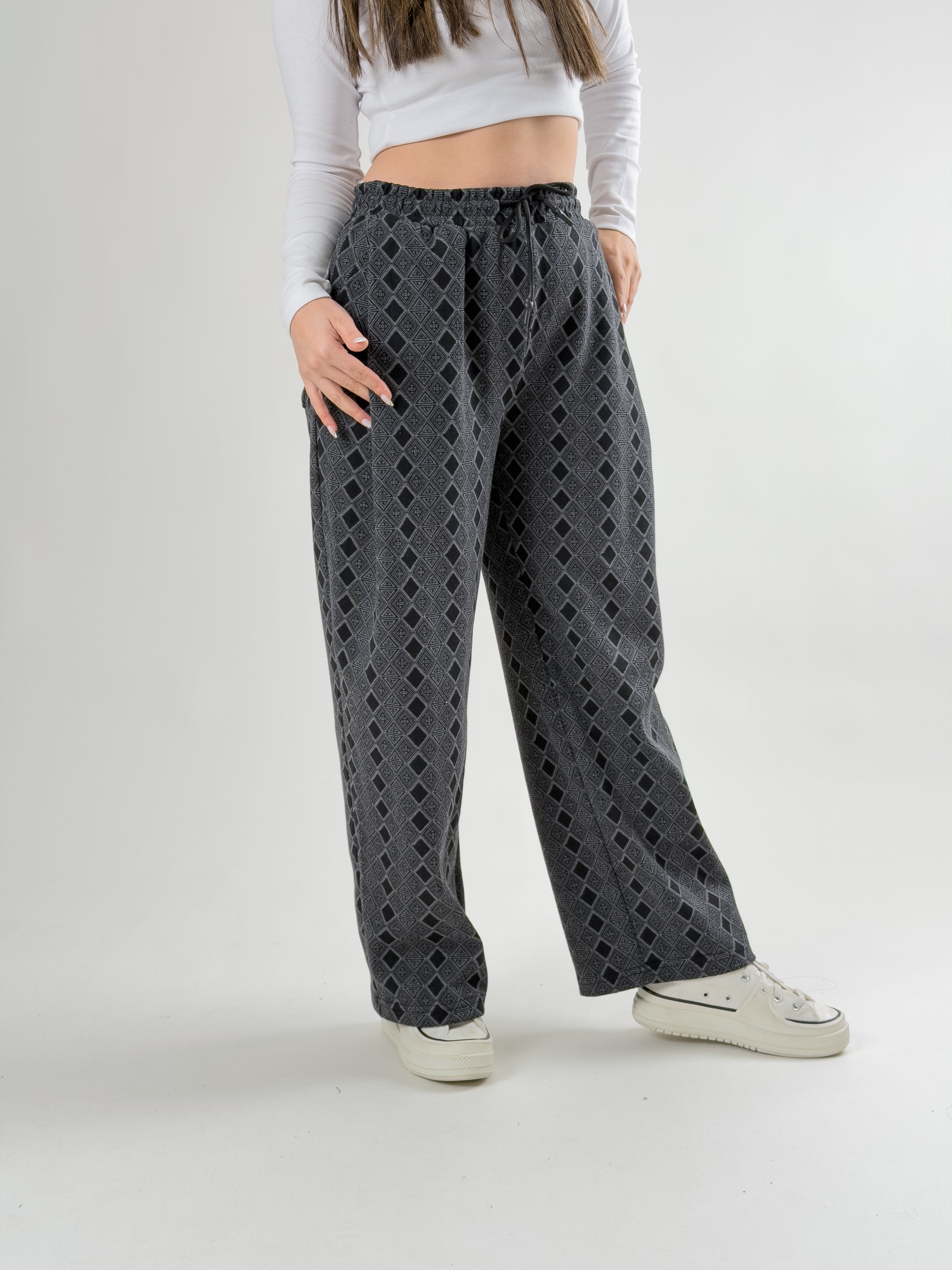 Desenli Kadın Baggy Pantolon COC2675