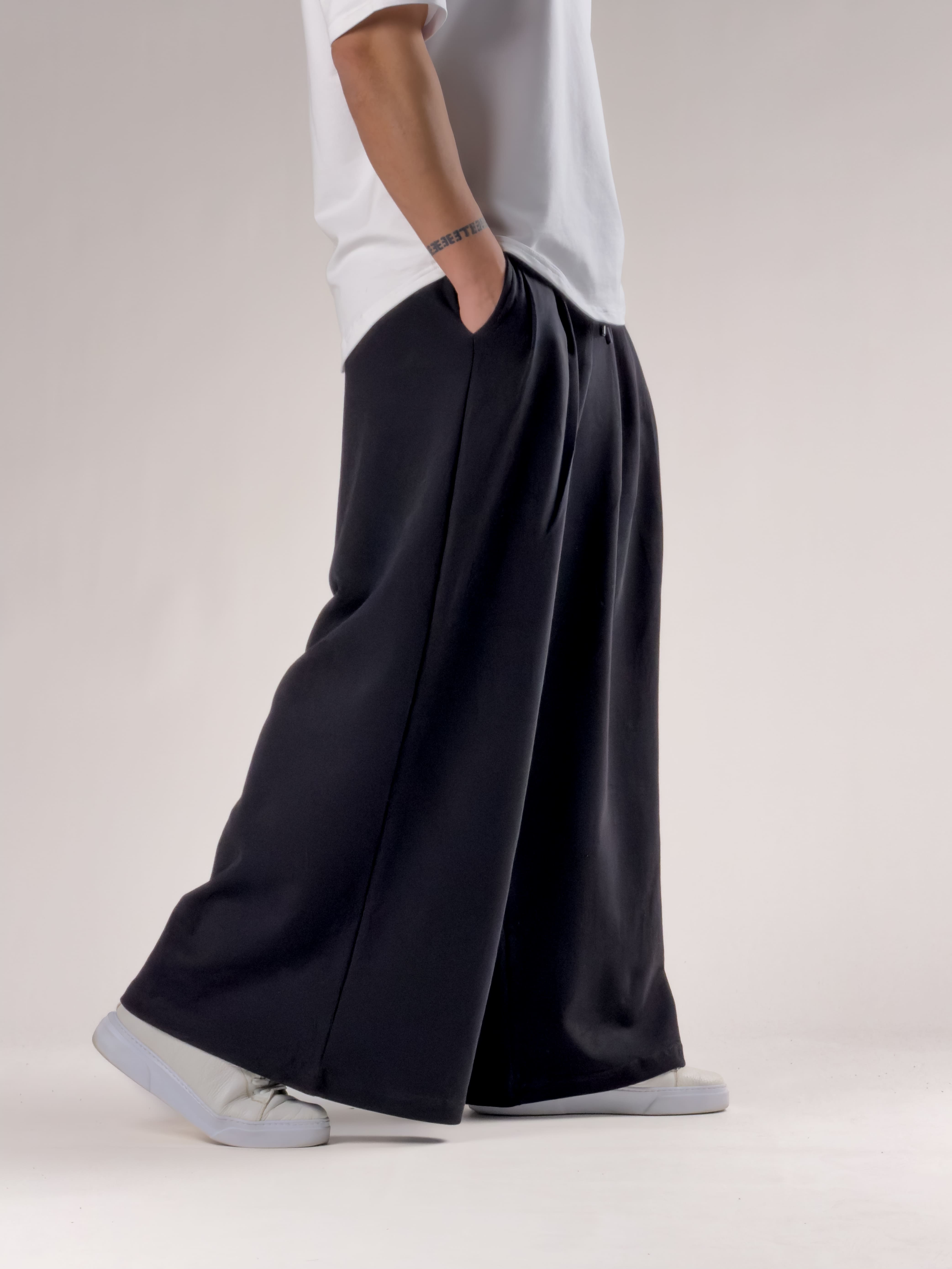 Desenli Siyah Oversize Erkek Samurai Pantolon COC2771