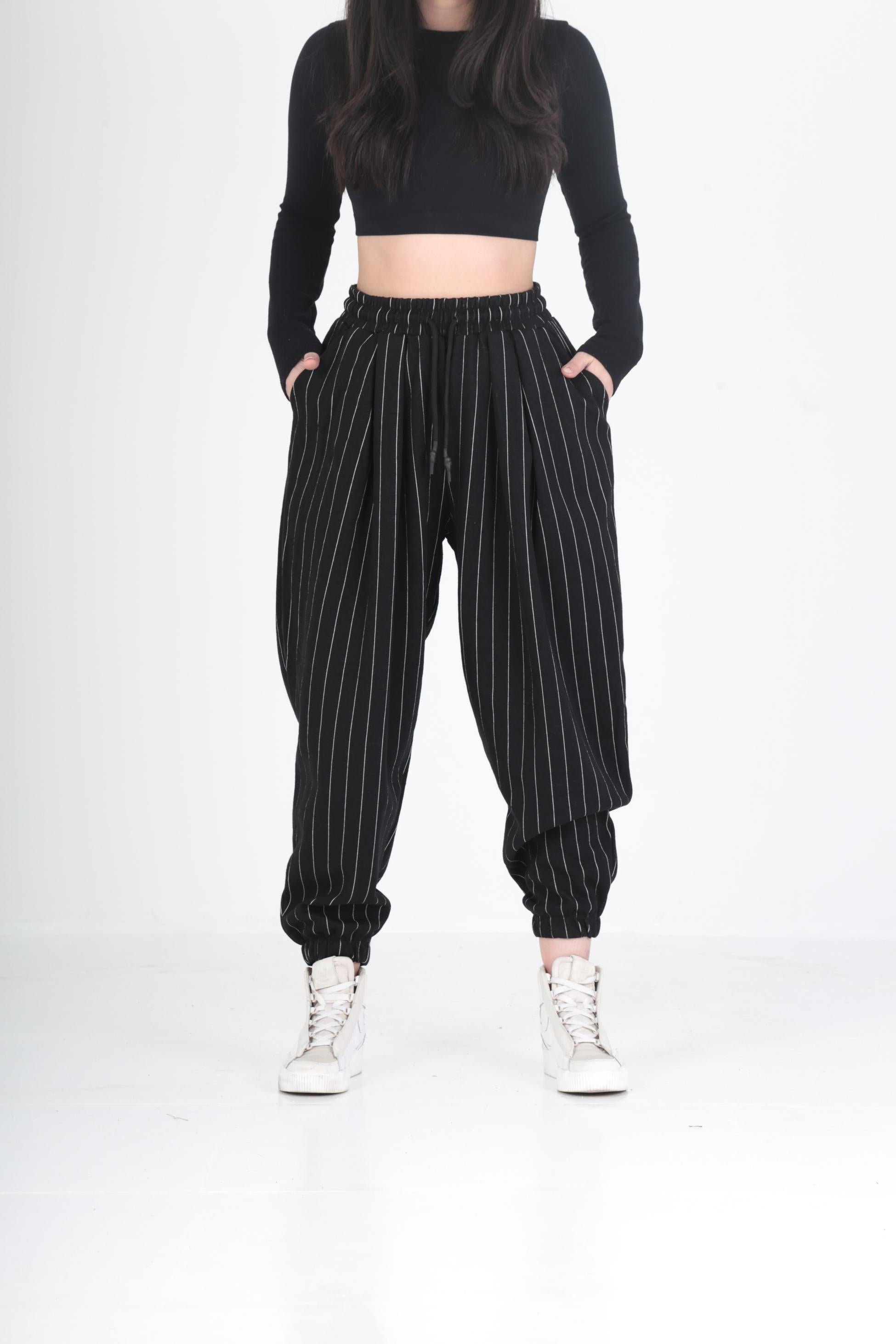 Dik Çizgili Pileli Jogger Pantolon COC2367