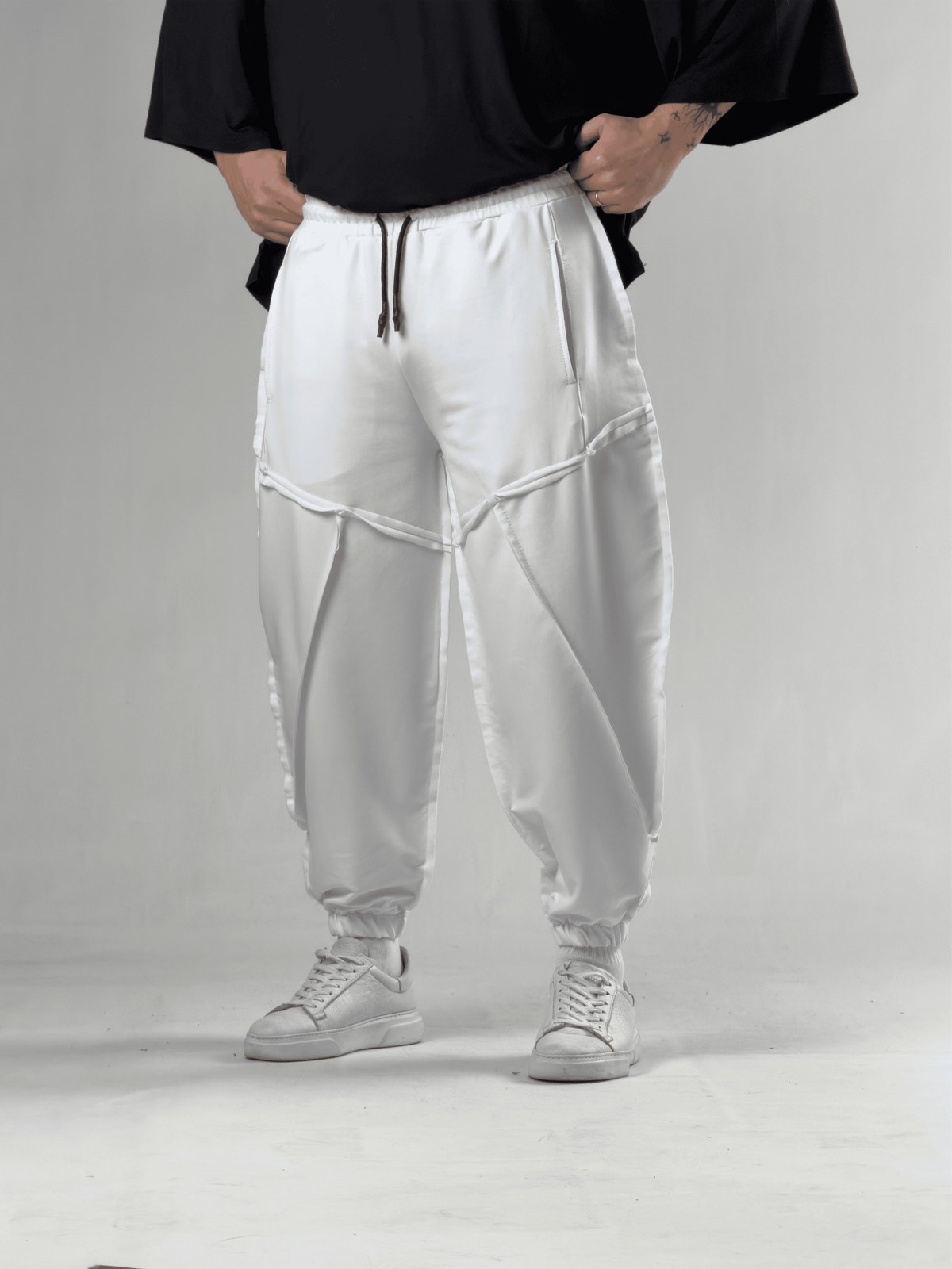 Dikiş Detaylı Beyaz Erkek Jogger Pantolon COC3106