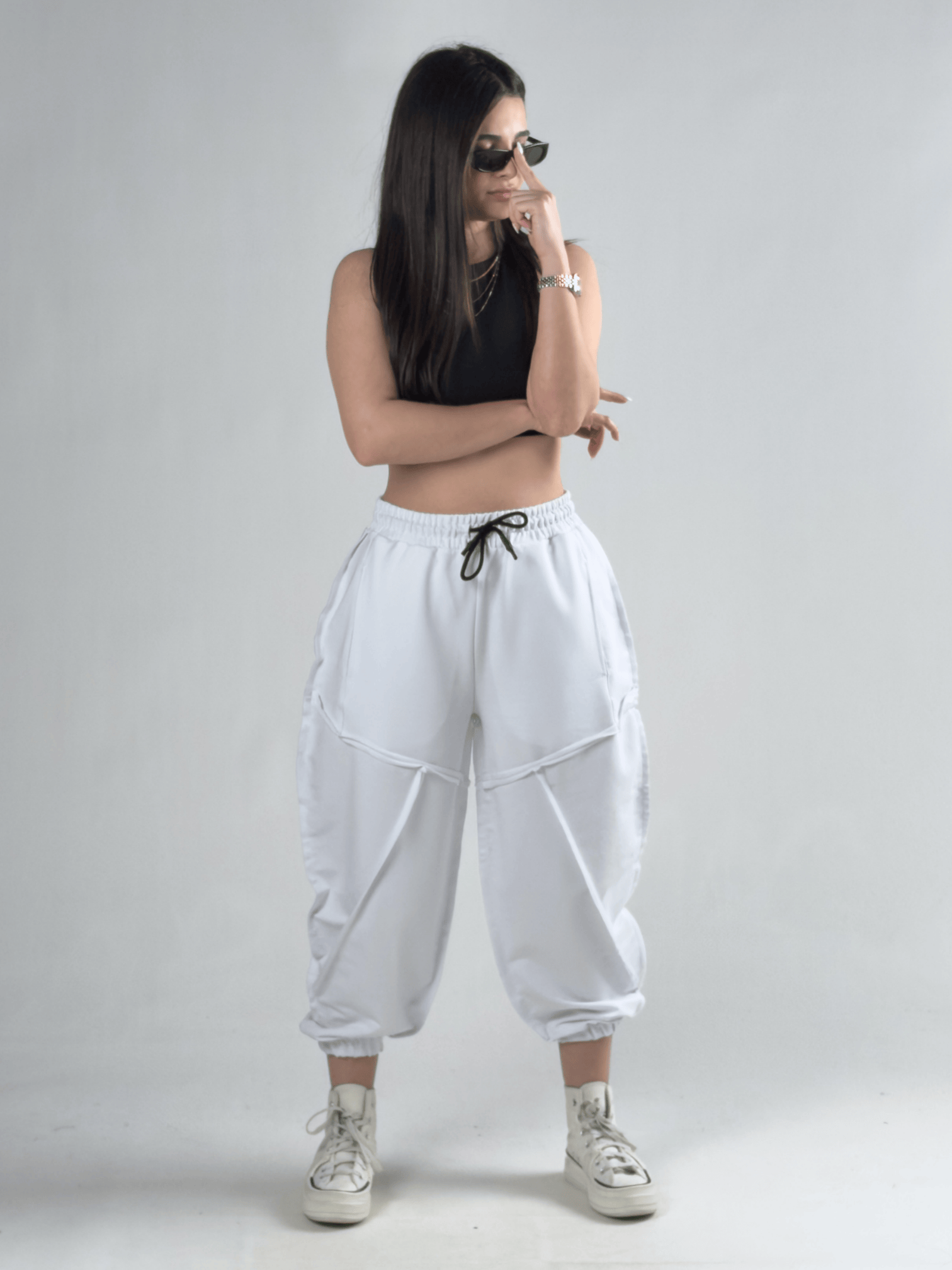 Dikiş Detaylı Beyaz Kadın Jogger Pantolon COC3149