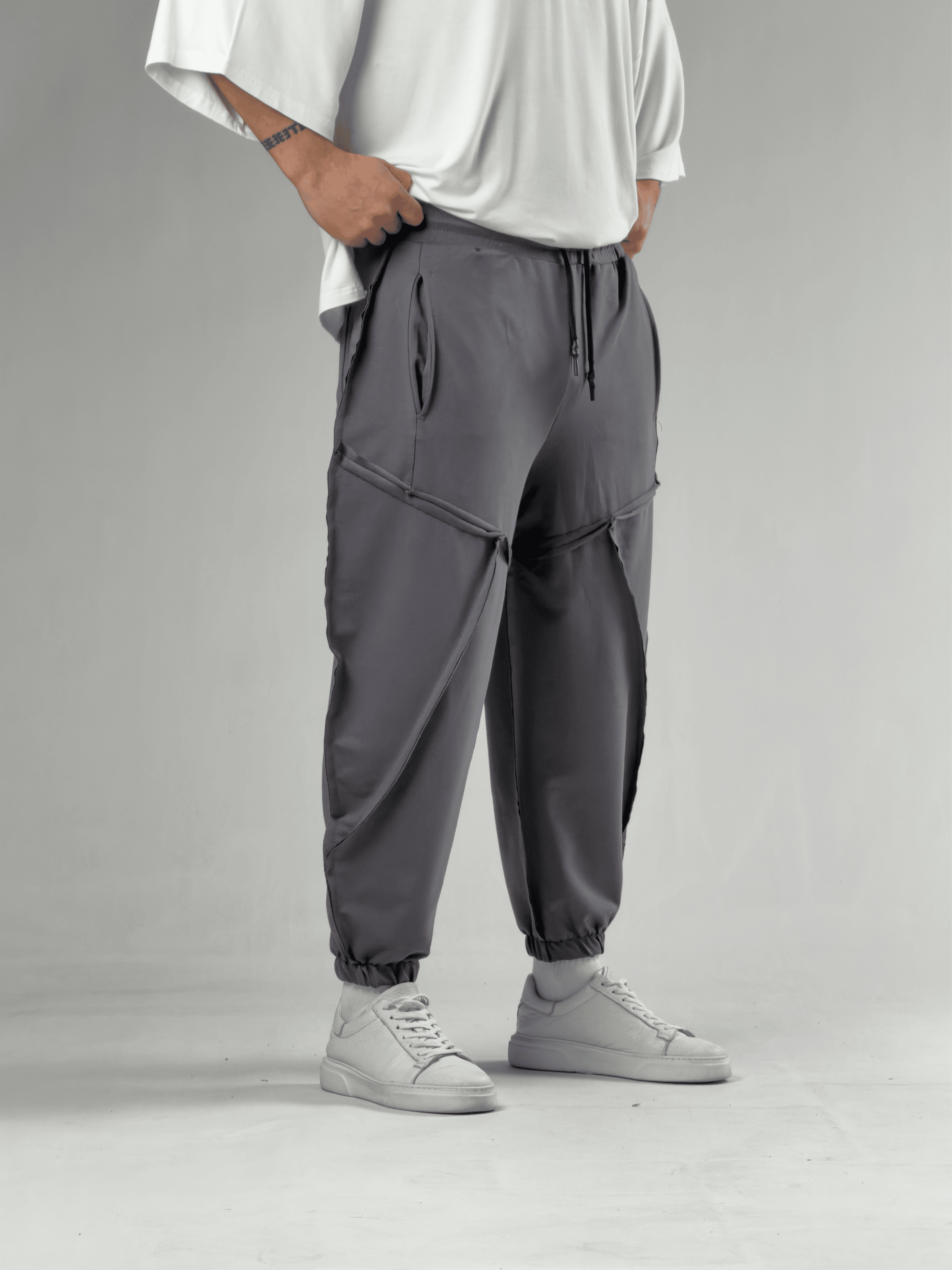Dikiş Detaylı Füme Erkek Jogger Pantolon COC3107