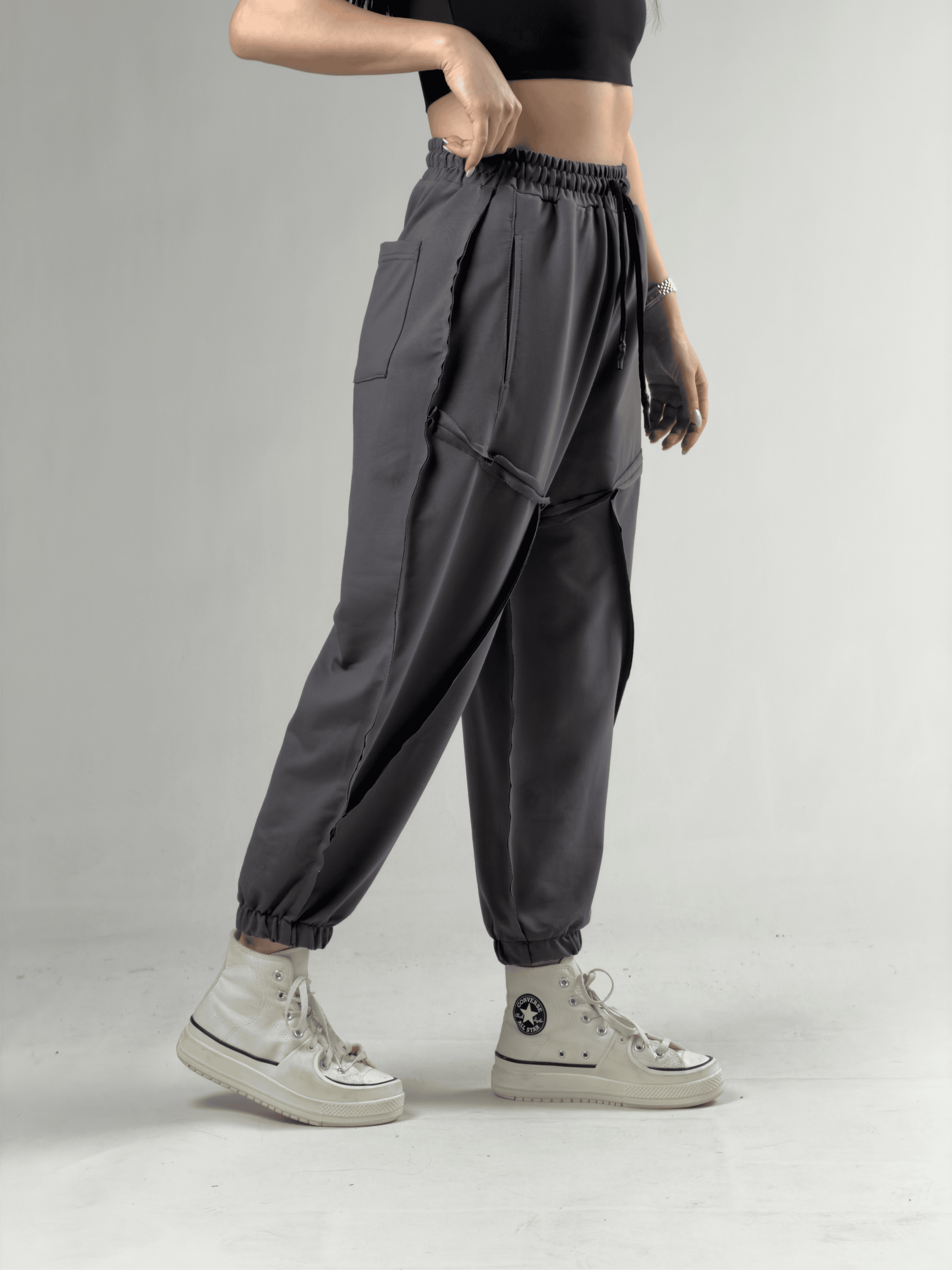 Dikiş Detaylı Füme Kadın Jogger Pantolon COC3148