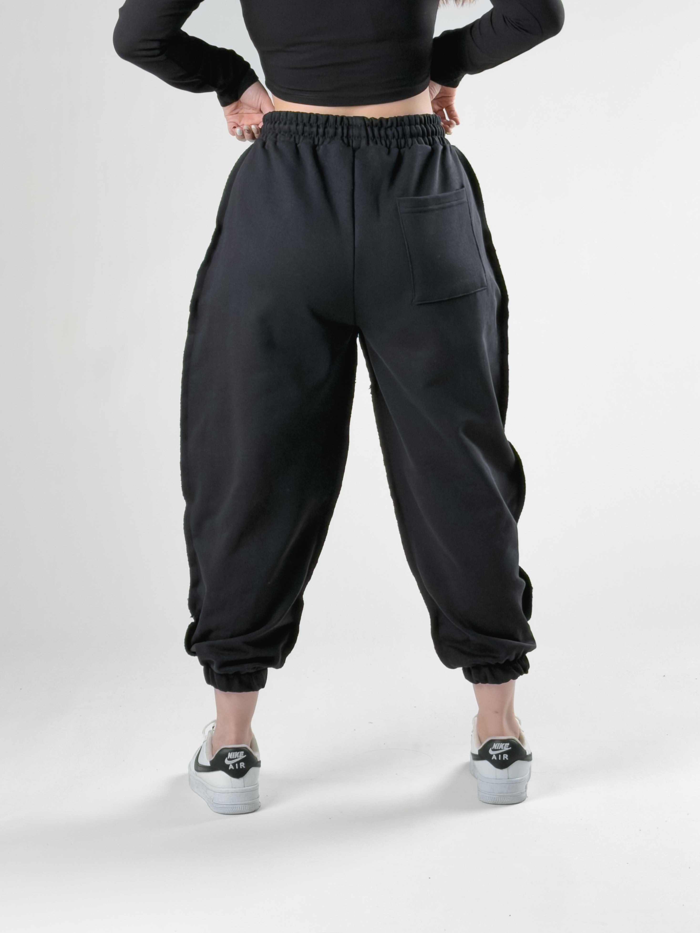 Dikiş Detaylı Siyah Kadın Jogger Pantolon COC2758
