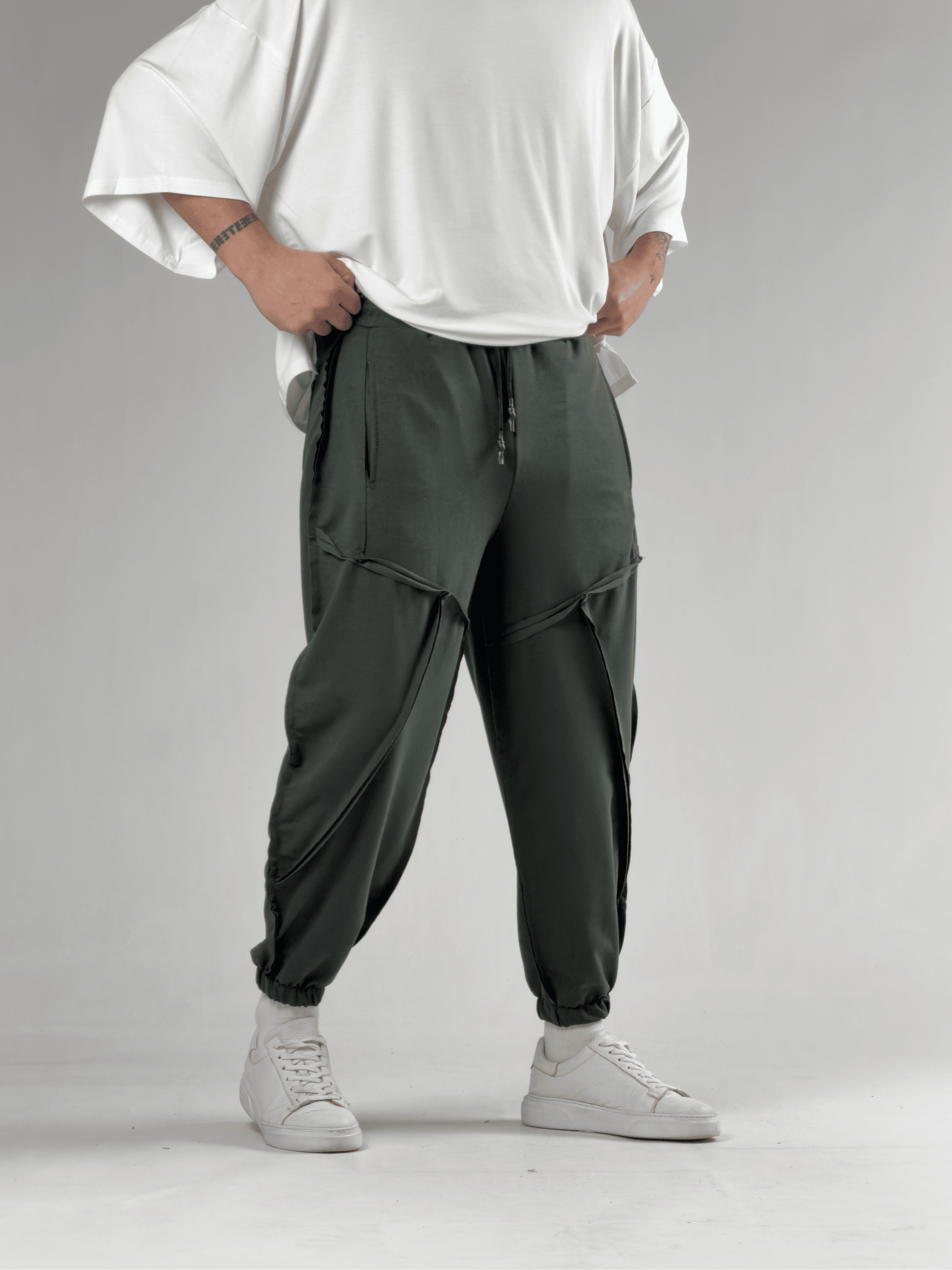 Dikiş Detaylı Yeşil Erkek Jogger Pantolon COC3108