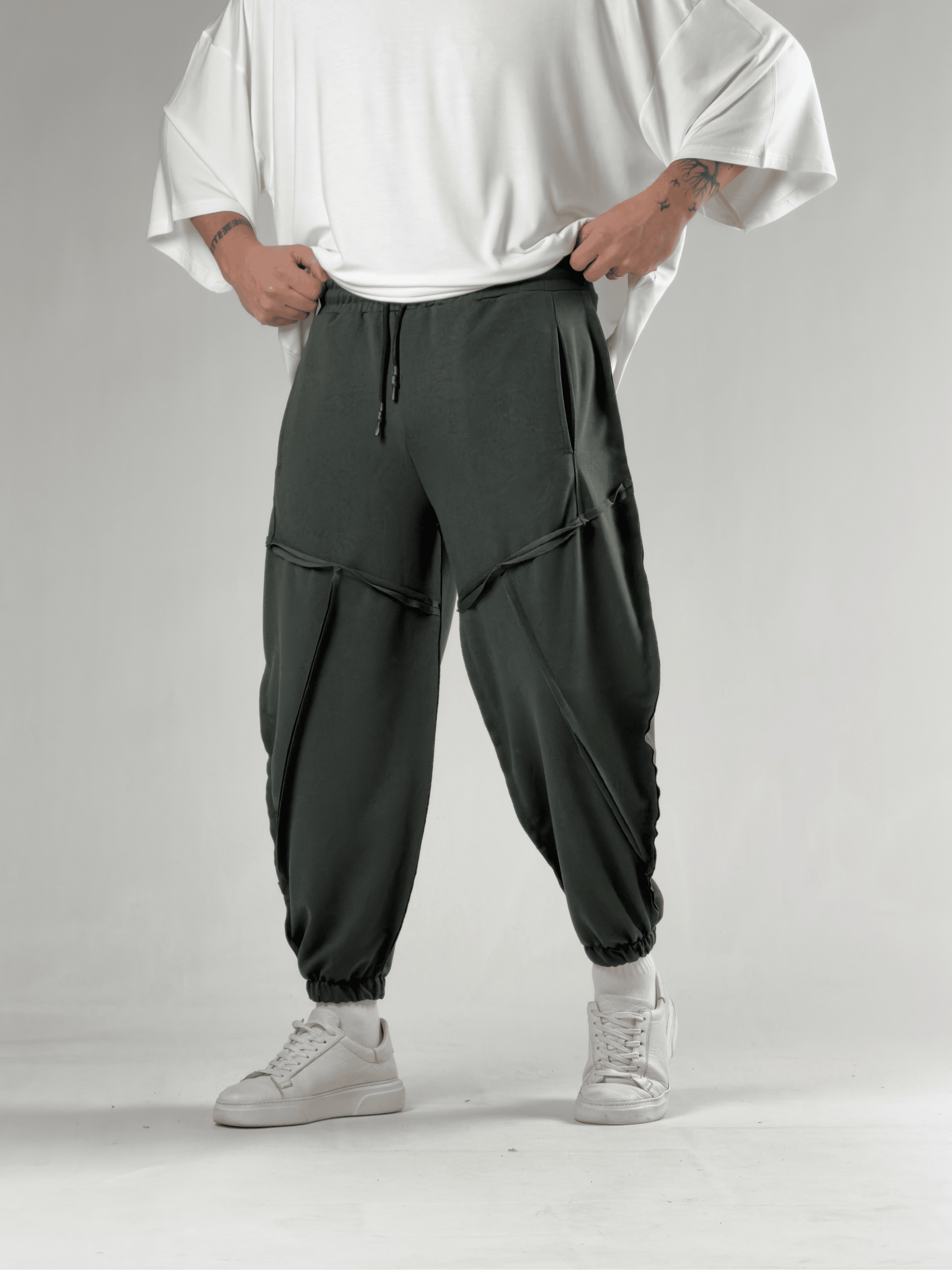Dikiş Detaylı Yeşil Erkek Jogger Pantolon COC3108