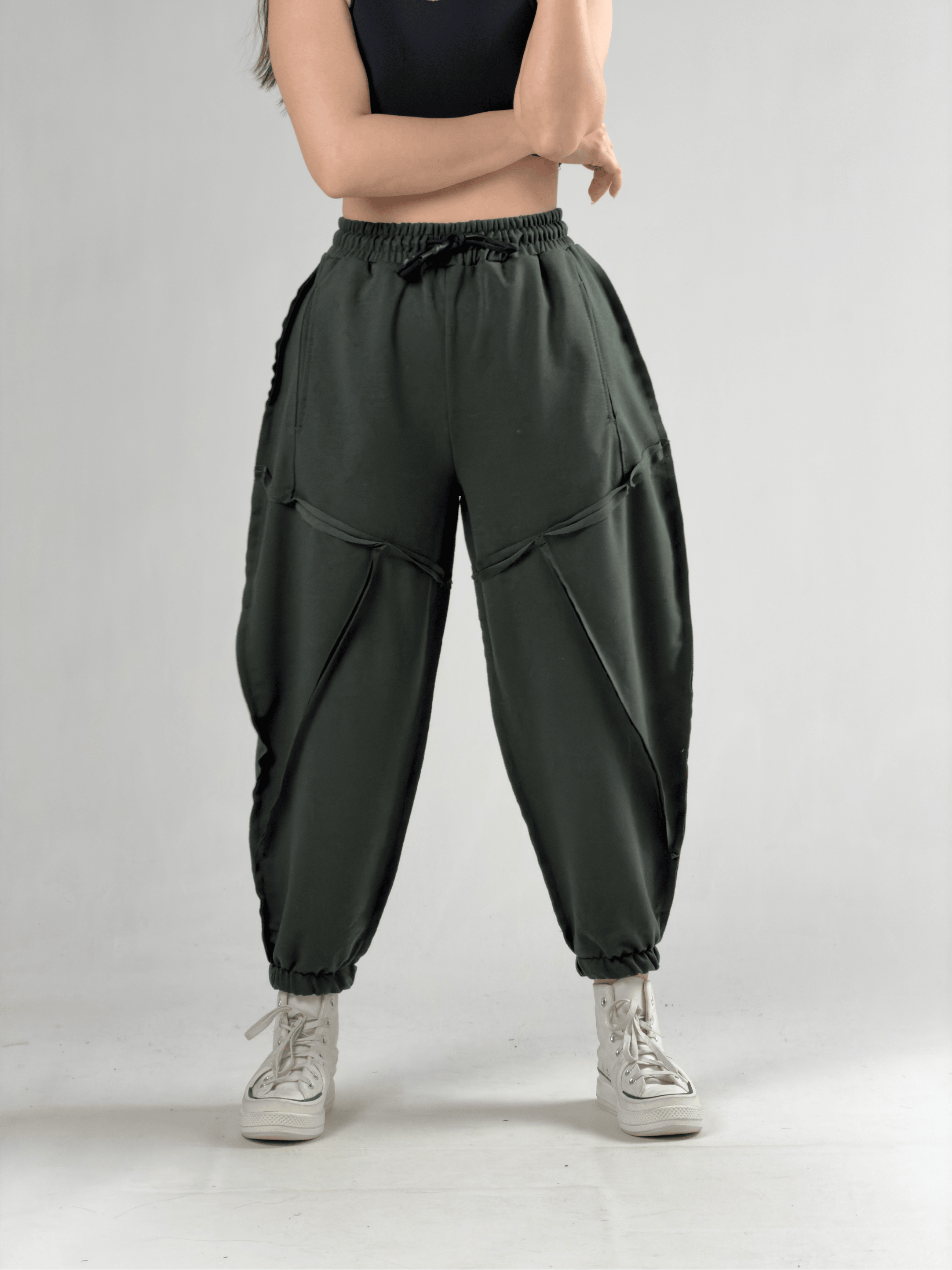 Dikiş Detaylı Yeşil Kadın Jogger Pantolon COC3144