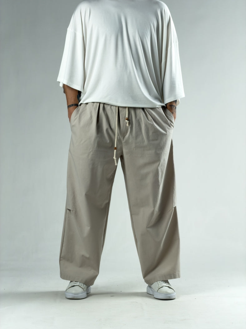 Diz Detaylı Bej Erkek Baggy Pantolon COC3133