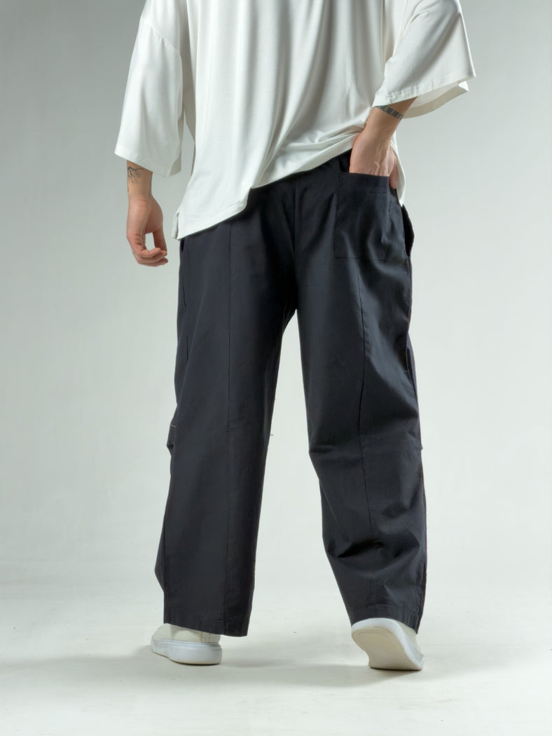 Diz Detaylı Siyah Erkek Baggy Pantolon COC3134