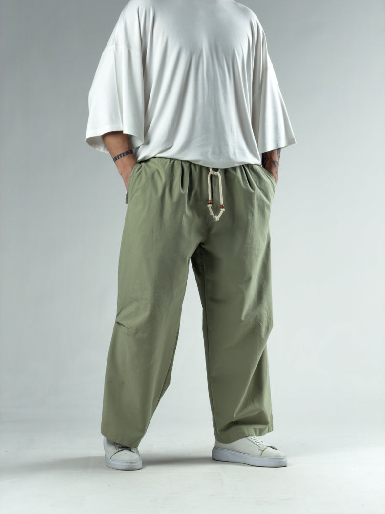 Diz Detaylı Haki Erkek Baggy Pantolon COC3113