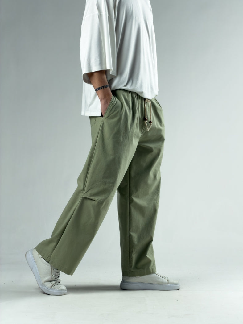 Diz Detaylı Haki Erkek Baggy Pantolon COC3113