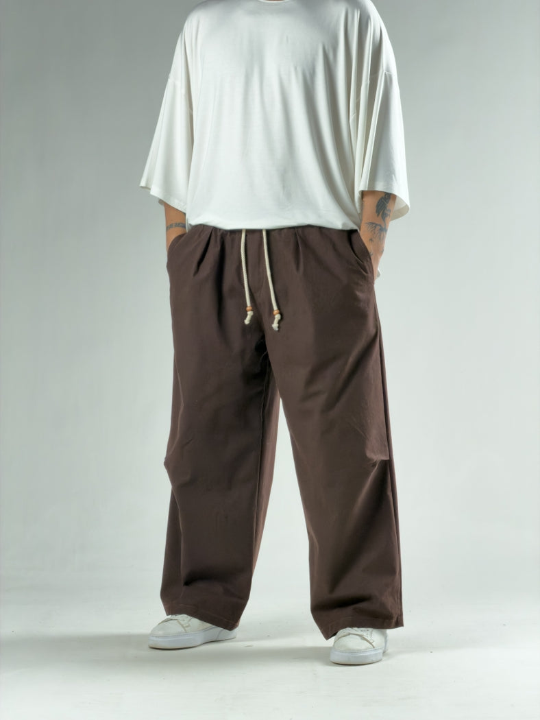 Diz Detaylı Kahvevrengi Erkek Baggy Pantolon COC3132