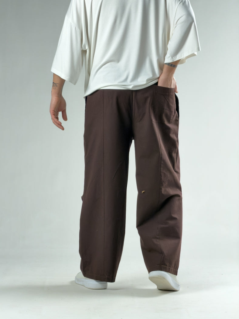Diz Detaylı Kahvevrengi Erkek Baggy Pantolon COC3132