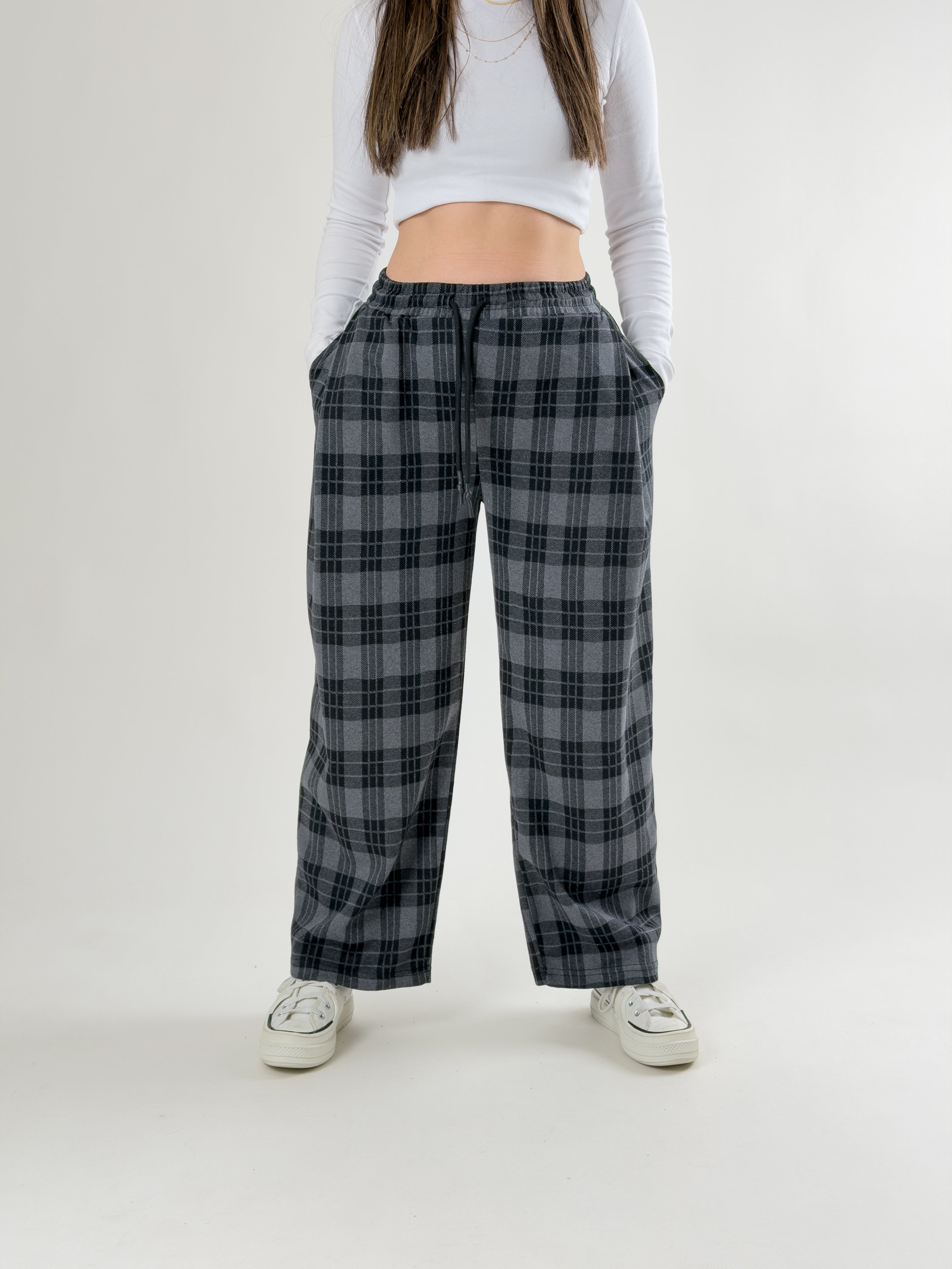 Ekose Kadın Baggy Pantolon COC2681