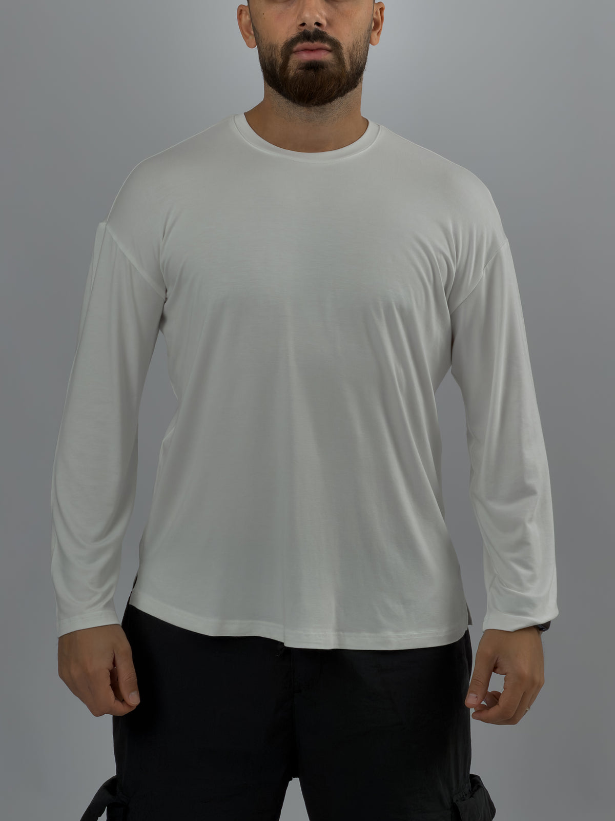 Ekru Bisiklet Yaka Basic Erkek Sweatshirt COC3542