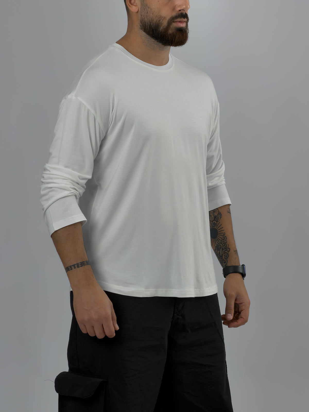 Ekru Bisiklet Yaka Basic Erkek Sweatshirt COC3542