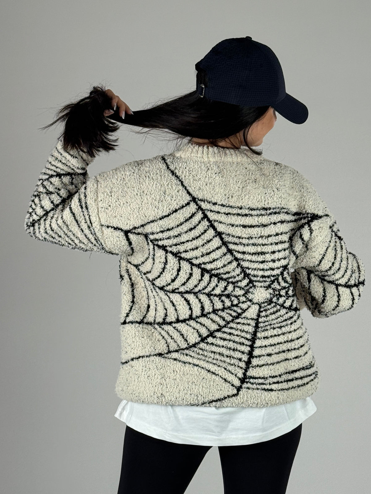 Ekru Örümcek Ağı Peluş Kadın Sweat COC1182