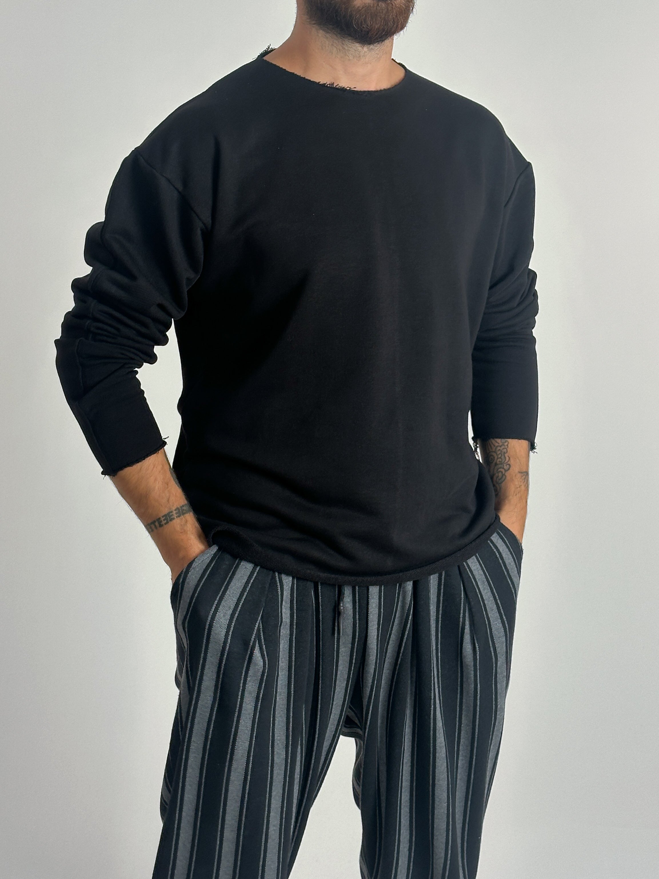 Erkek Basic Siyah Sweatshirt COC1019