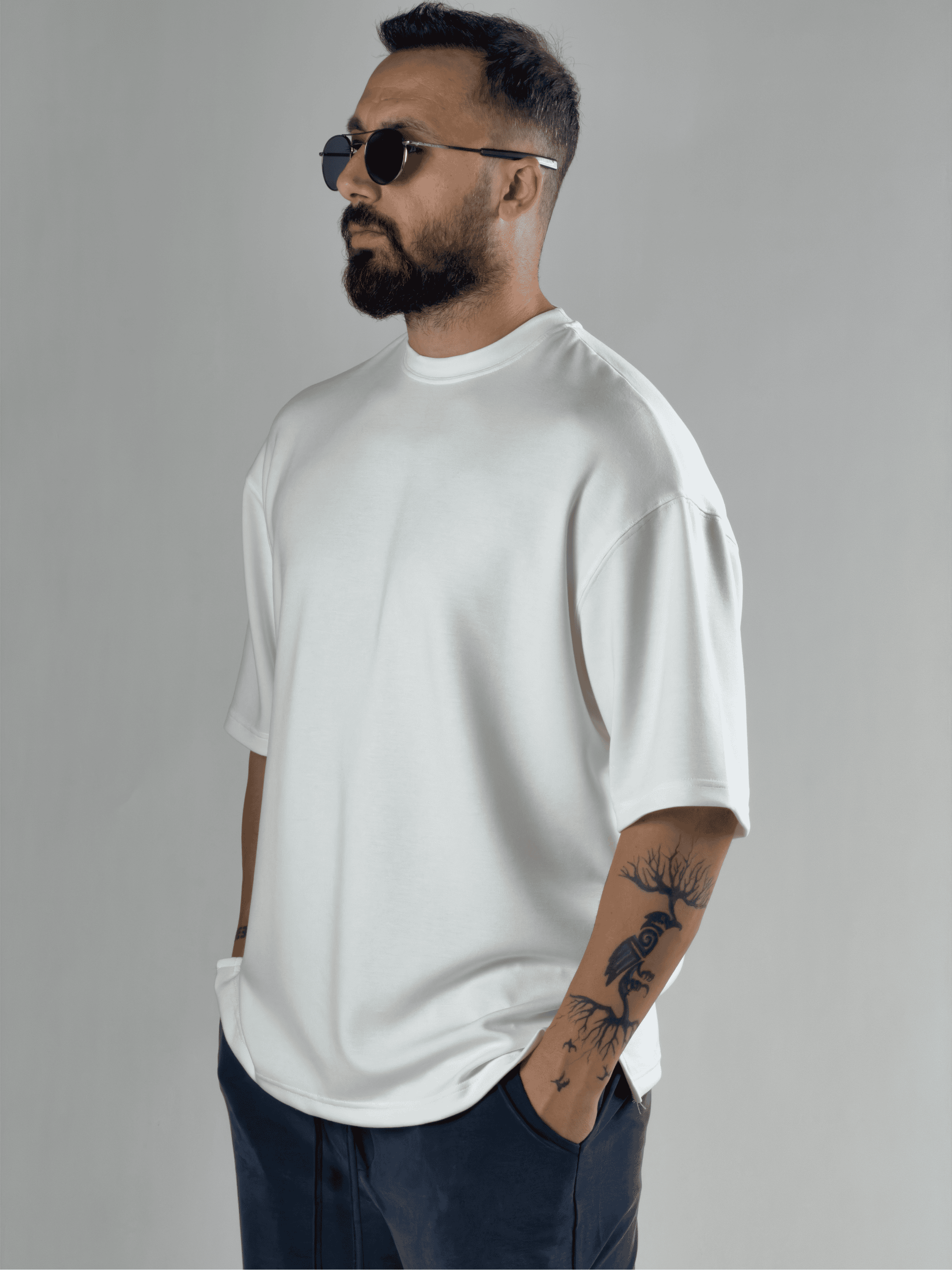 Erkek Beyaz T-Shirt Viskon Normal Kesim COC3194