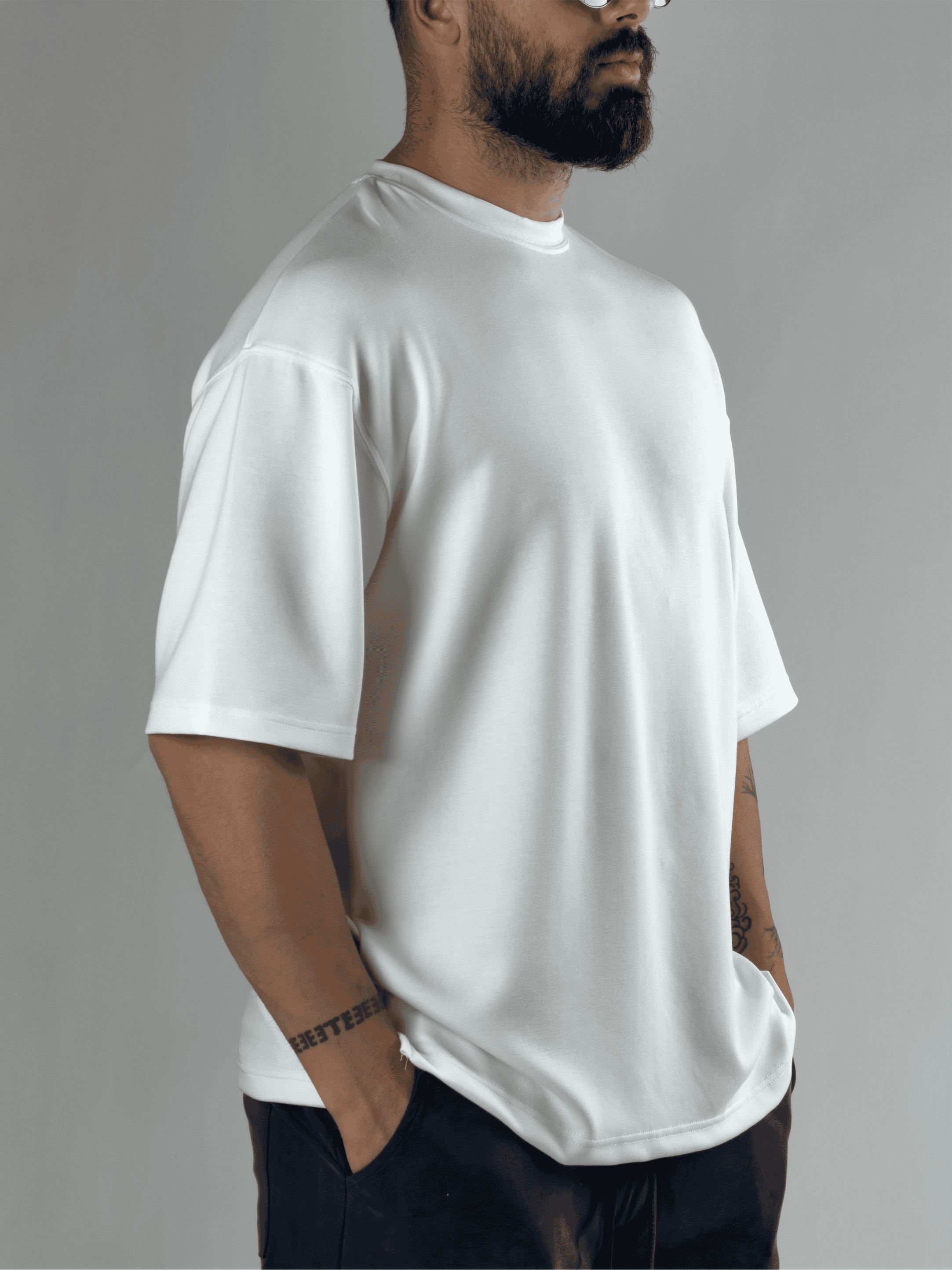 Erkek Beyaz T-Shirt Viskon Normal Kesim COC3194