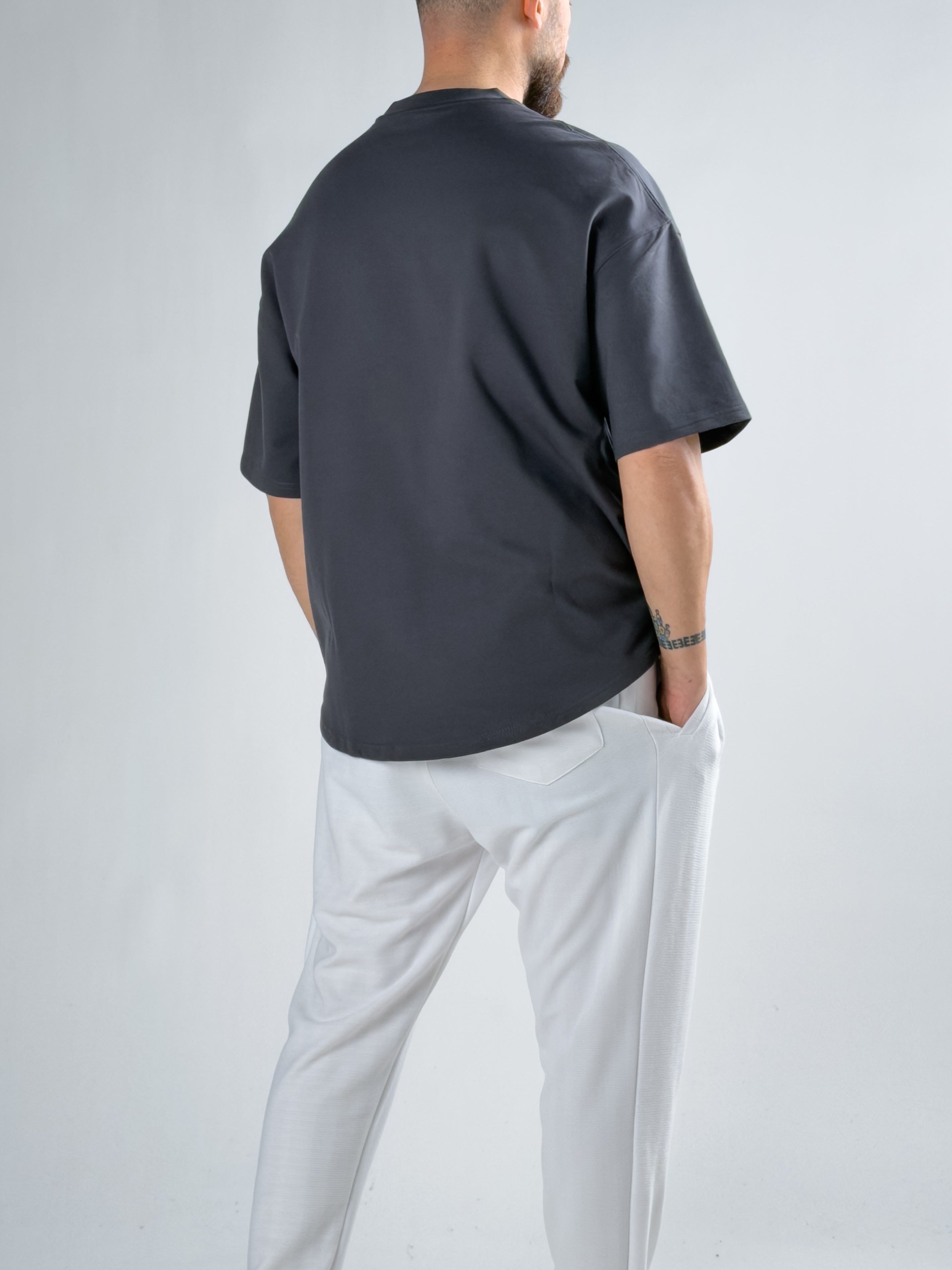 Erkek Füme Basic Oversize T-shirt COC2916