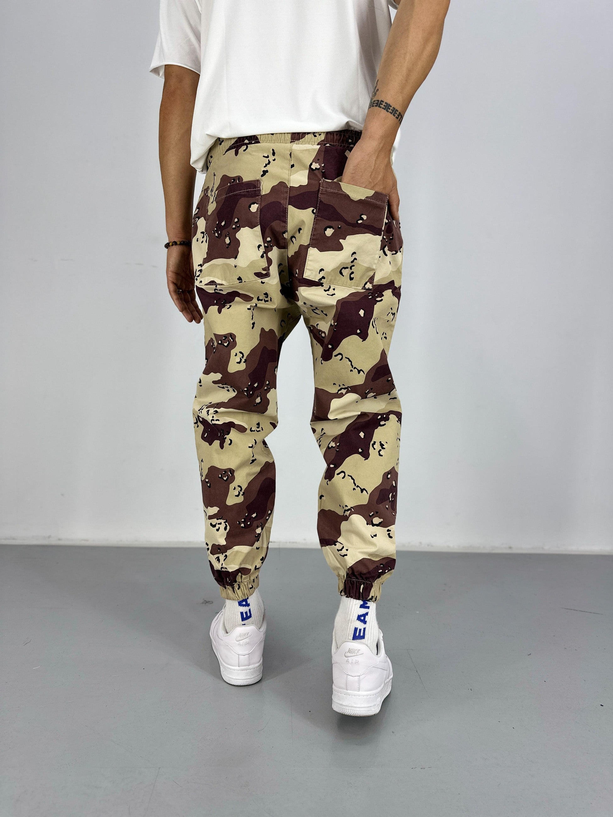Erkek Gabardin Kahverengi Kamuflaj Jogger COC2387