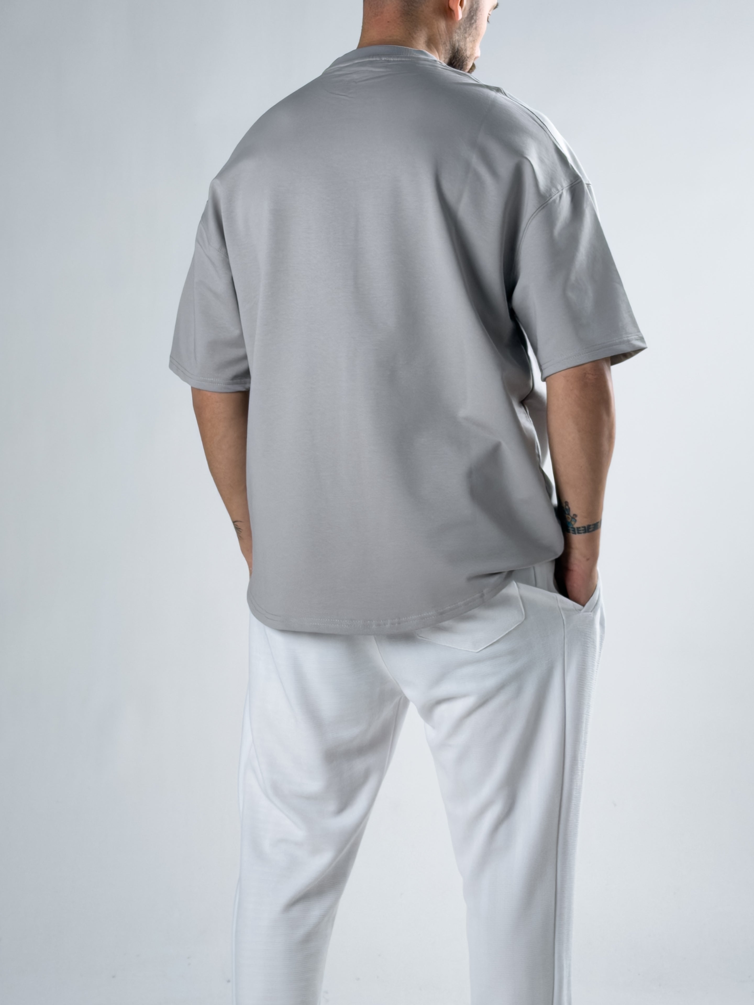 Erkek Gri Basic Oversize T-shirt COC2912