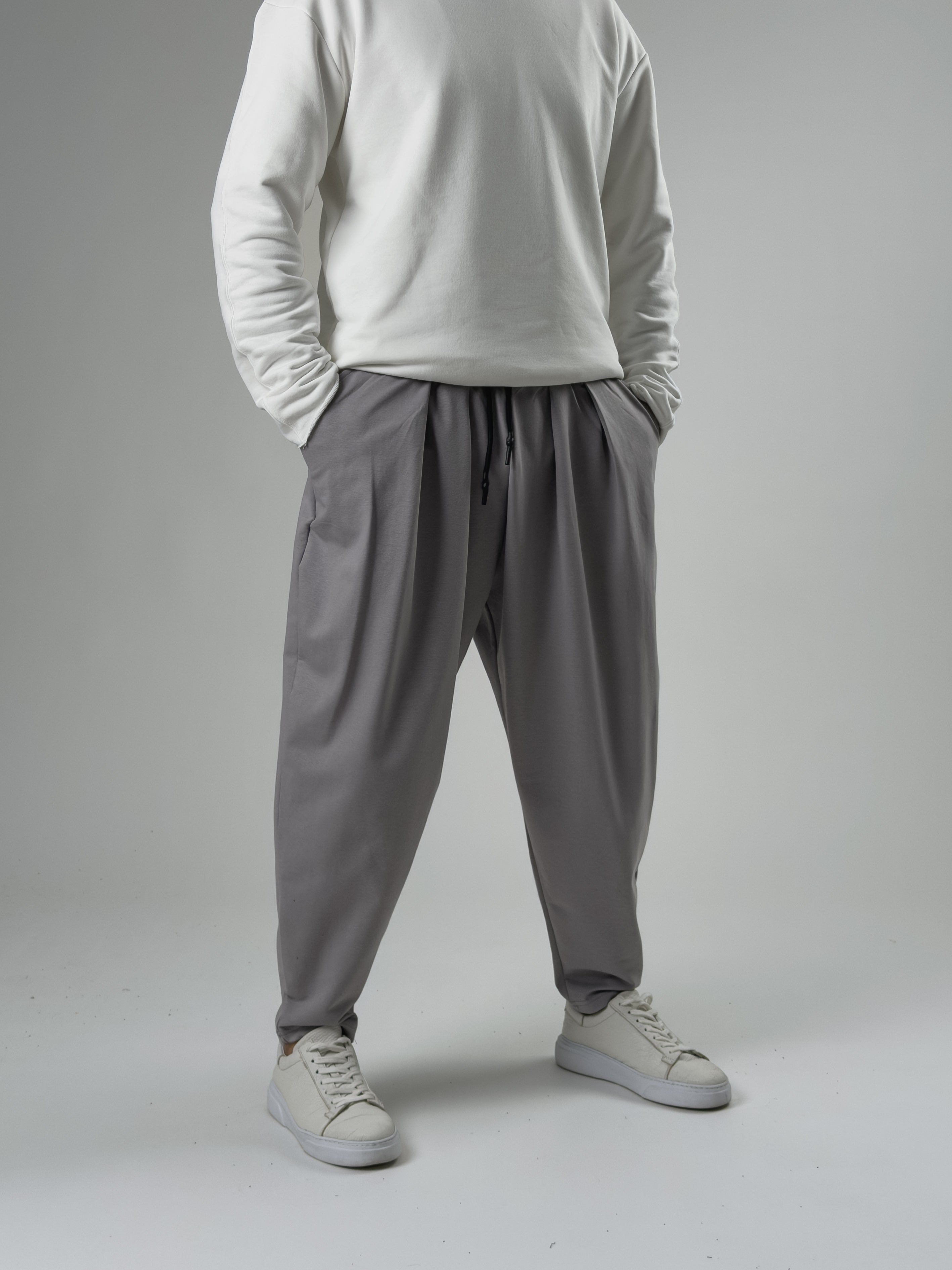 Erkek Gri Pileli Yarım Şalvar COC2576