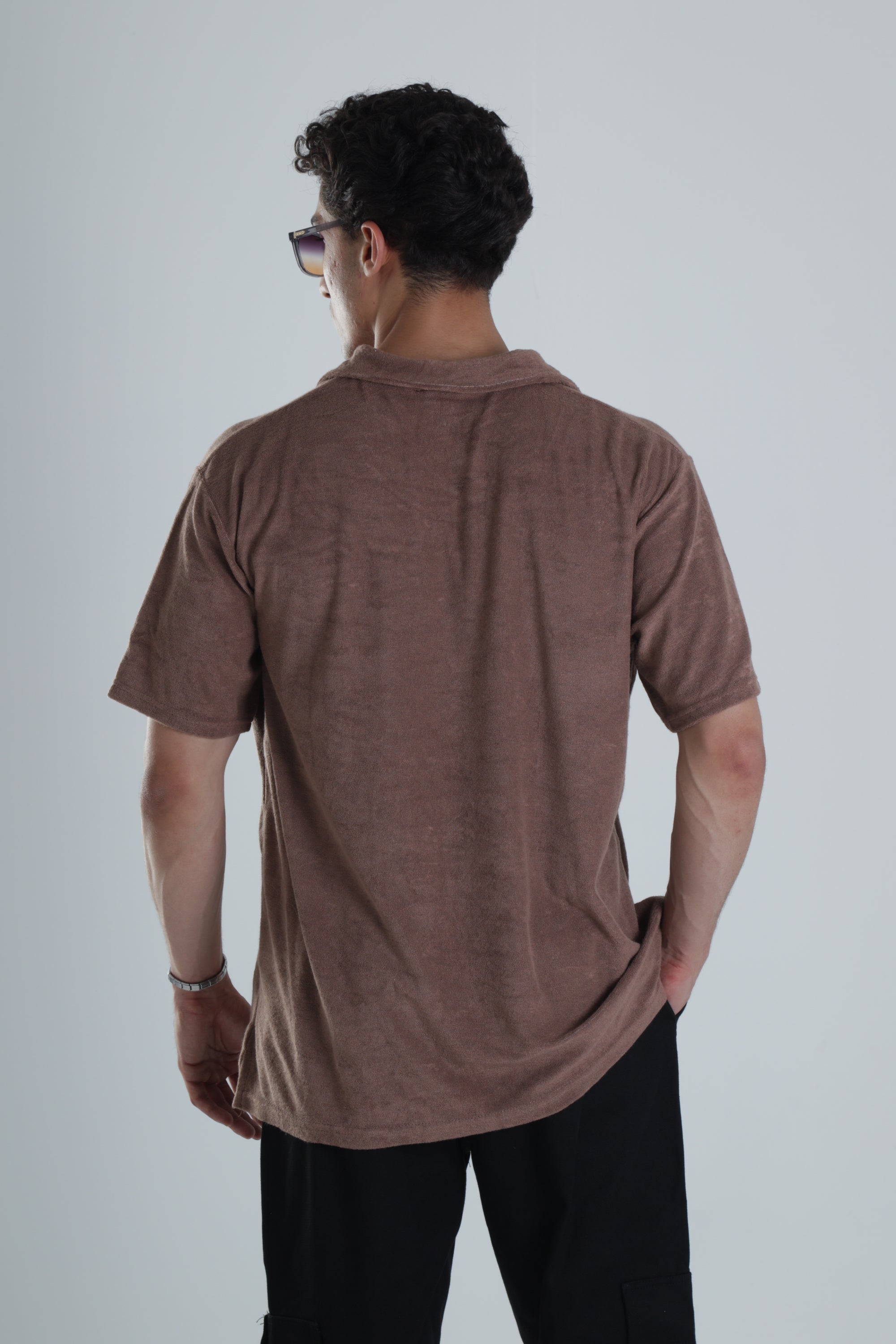 Erkek Kahve T-Shirt Dokuma Kumaş COC1157