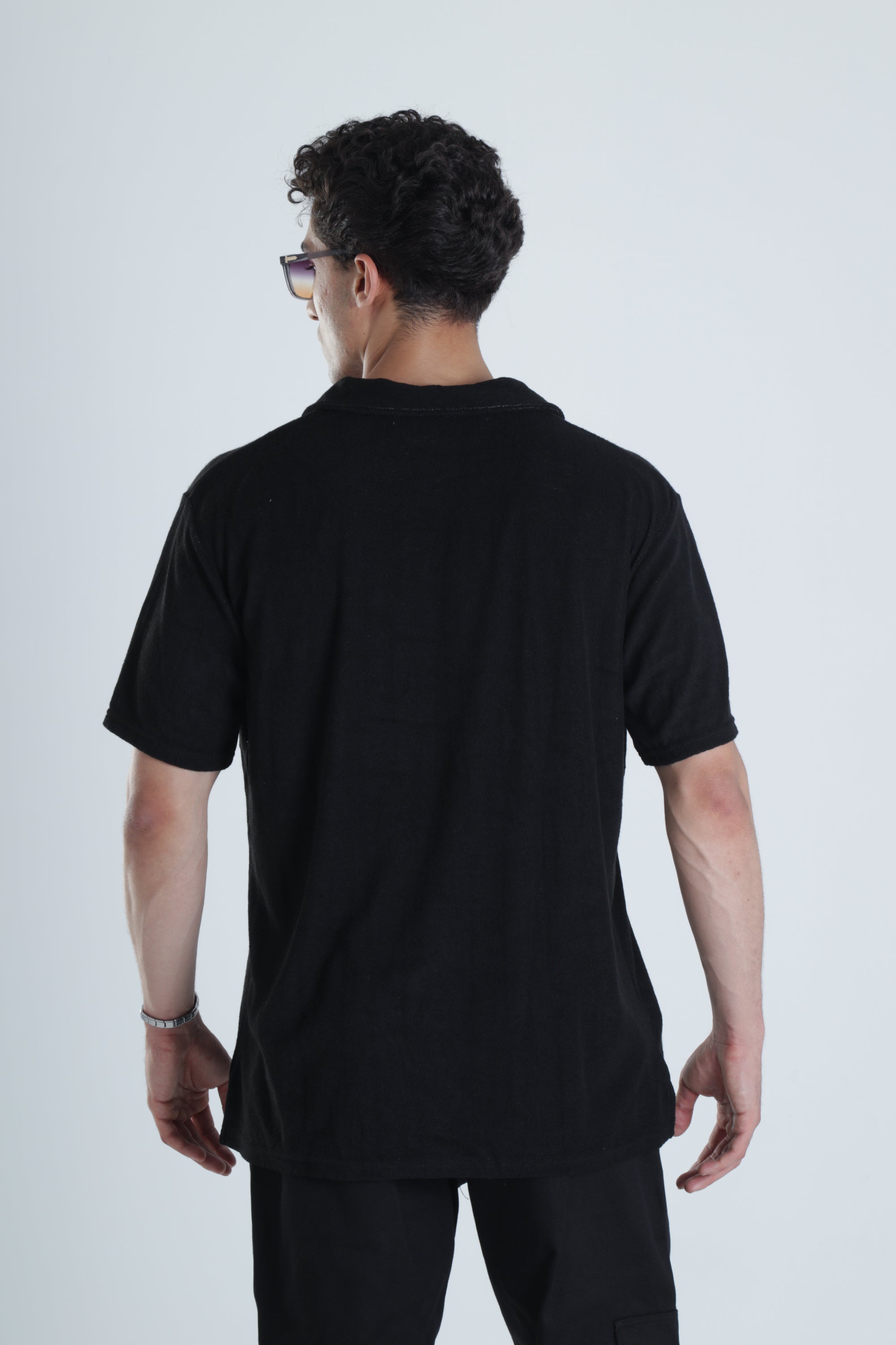 Erkek Siyah T-Shirt Dokuma Kumaş COC1158