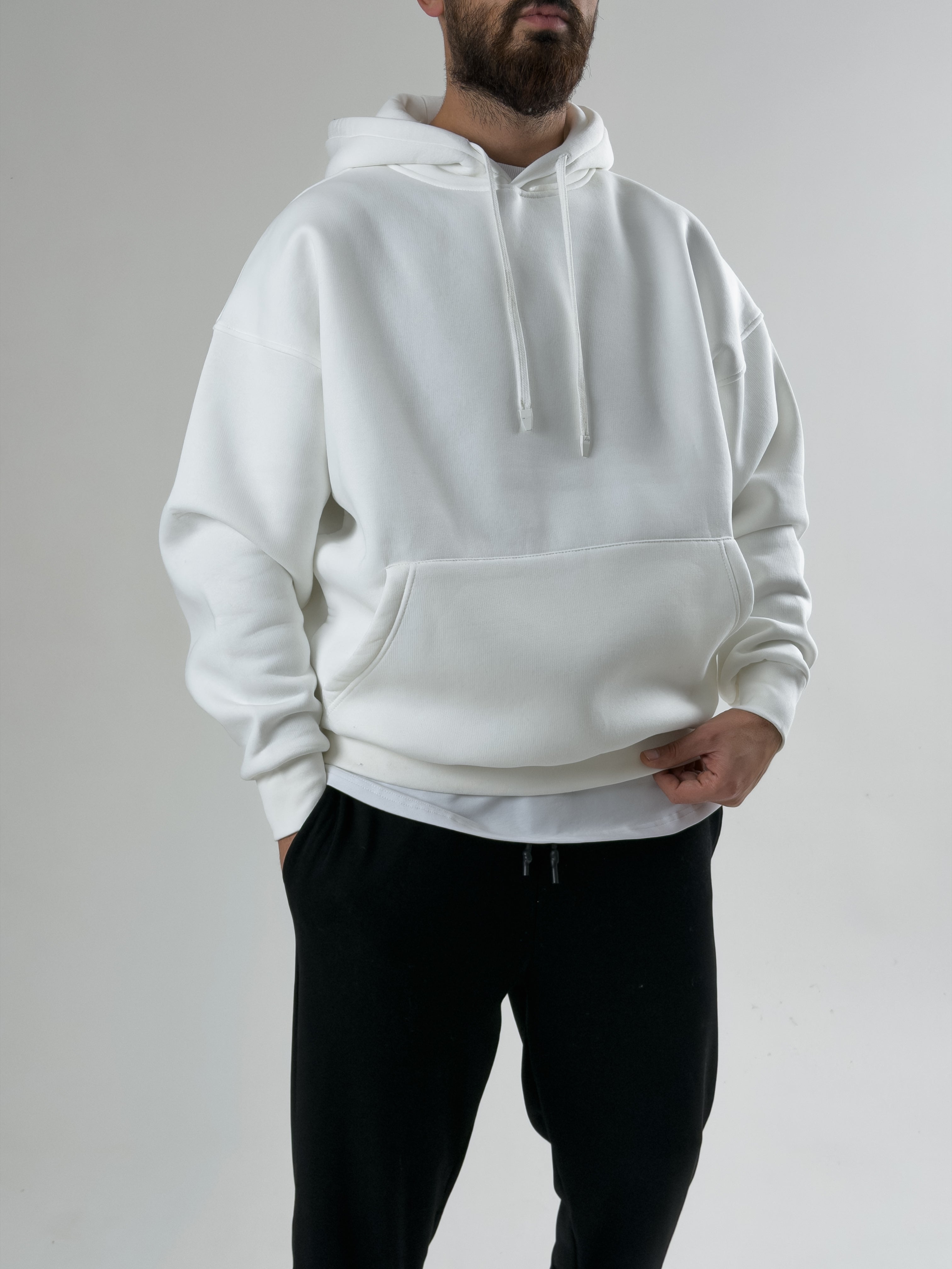 Erkek Şardonlu Ekru Hoodie COC2603