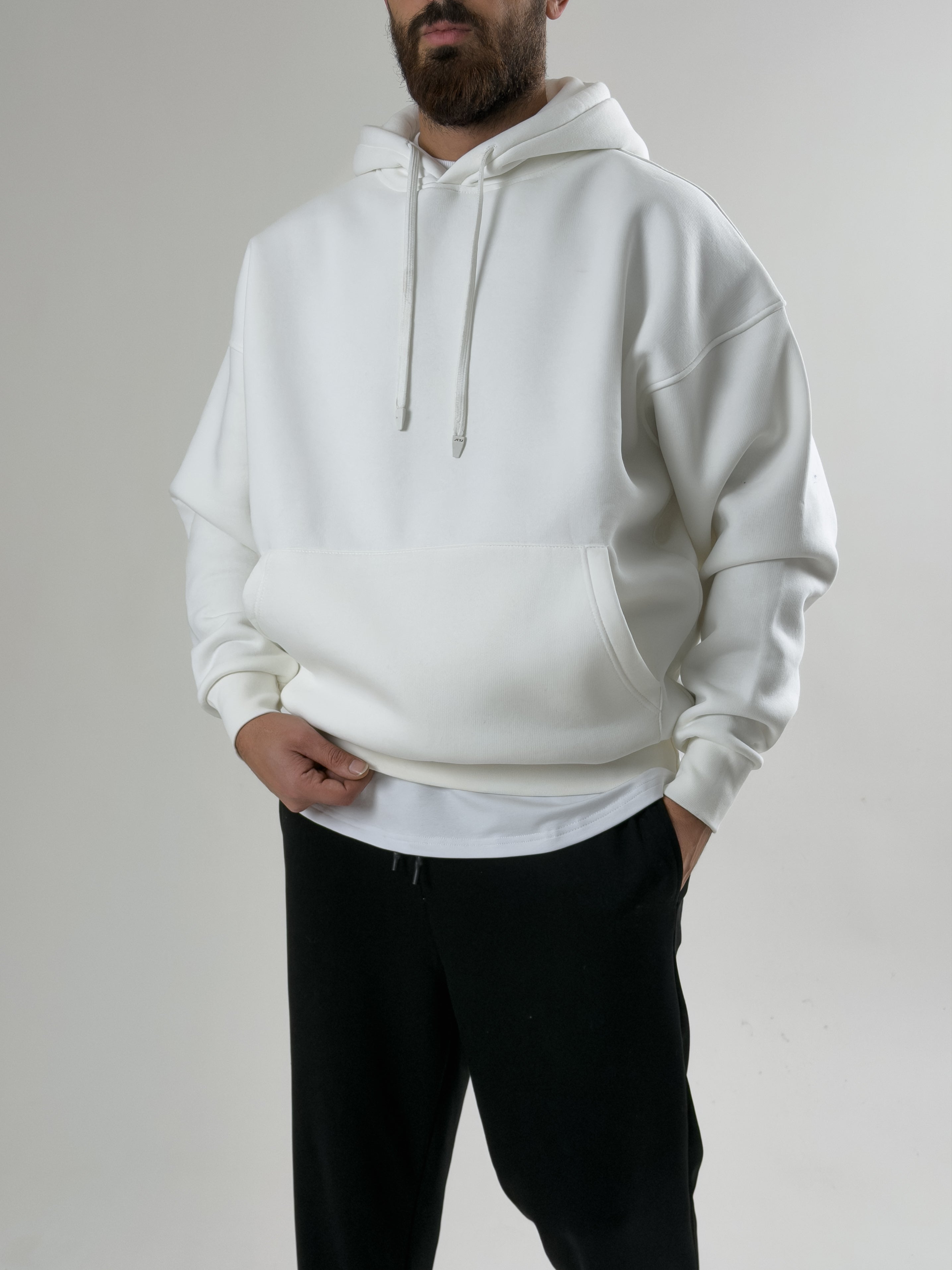 Erkek Şardonlu Ekru Hoodie COC2603