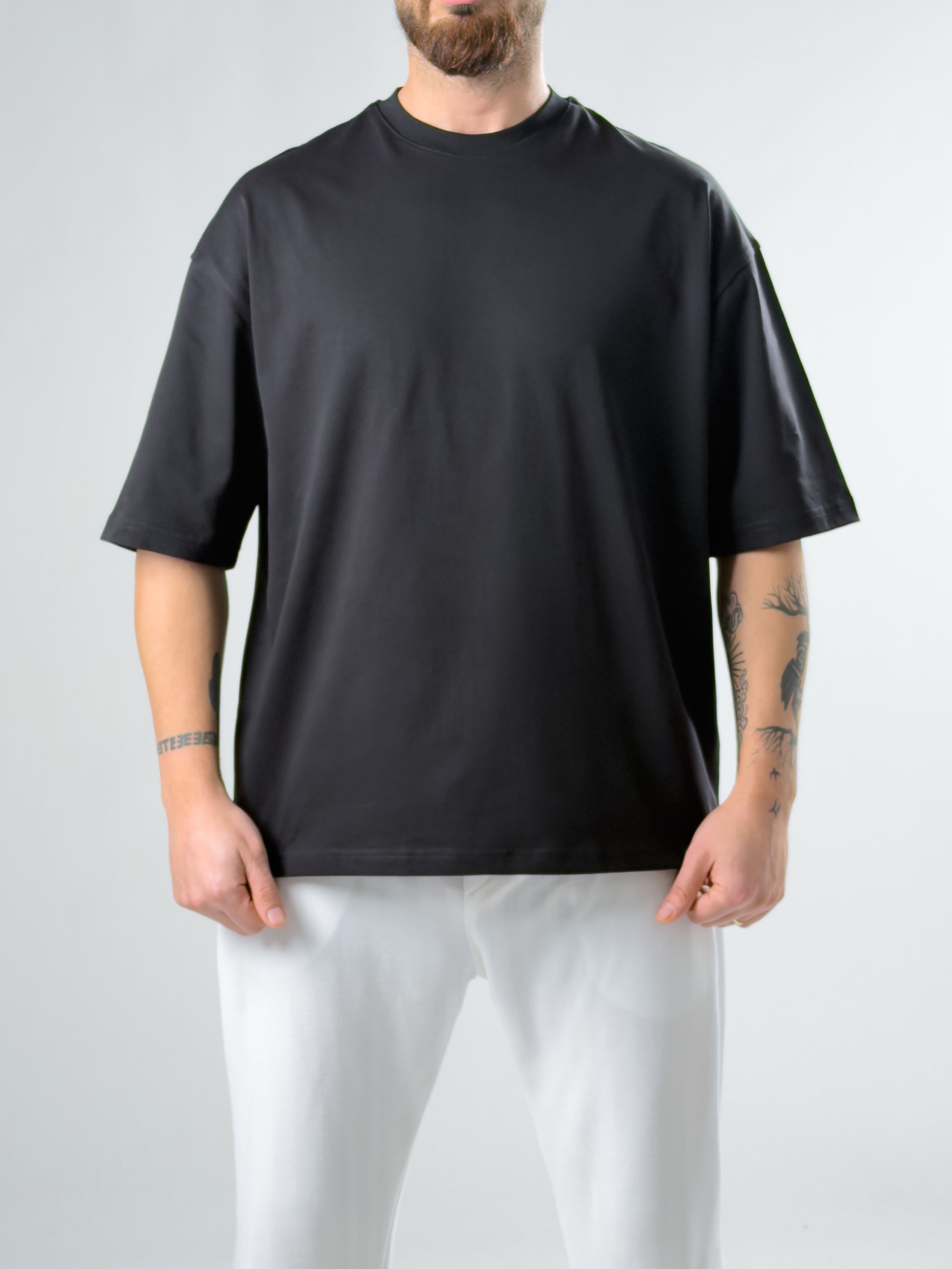 Erkek Siyah Basic Oversize T-shirt COC2928