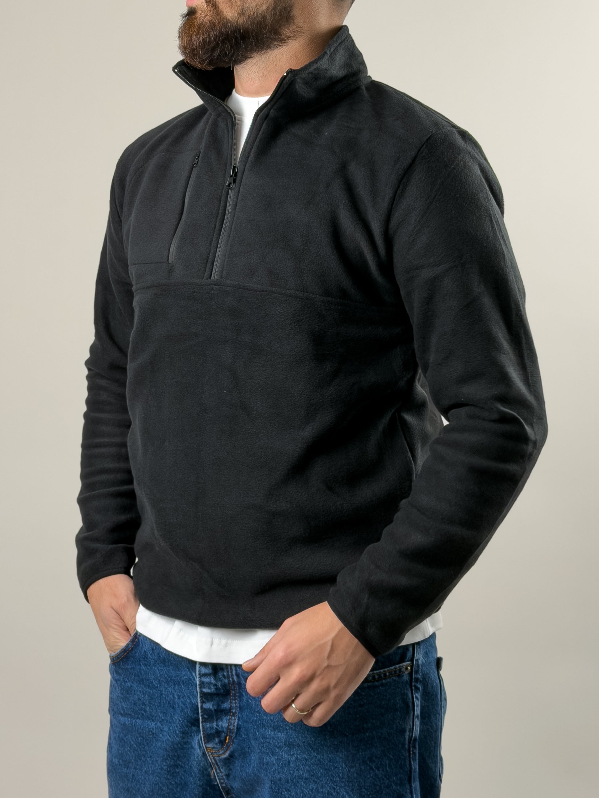 Erkek Siyah Polar Sweatshirt COC2569