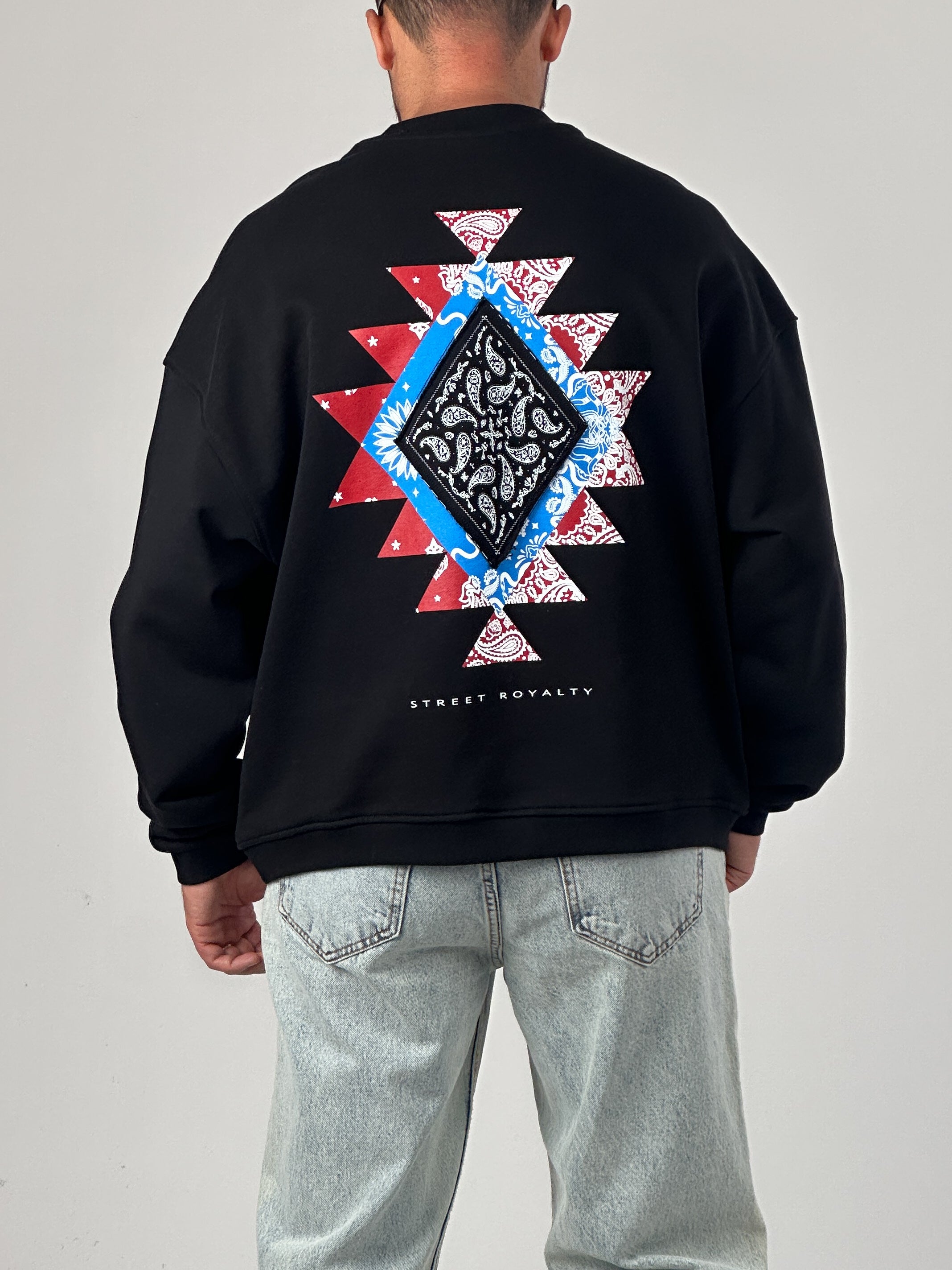 Erkek Siyah Tasarım Etnik Sweatshirt COC1047