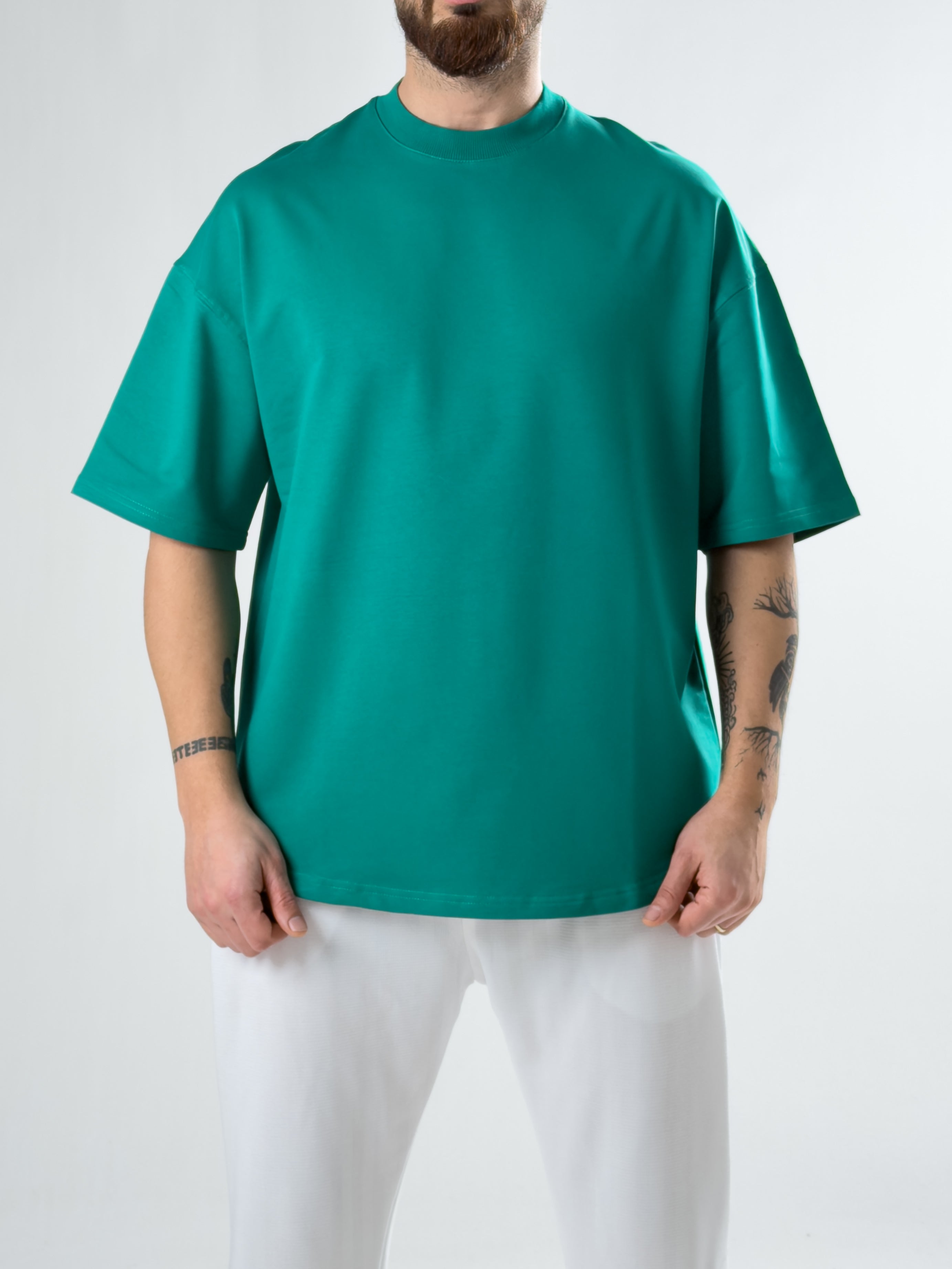 Erkek Yeşil Basic Oversize T-shirt COC2914