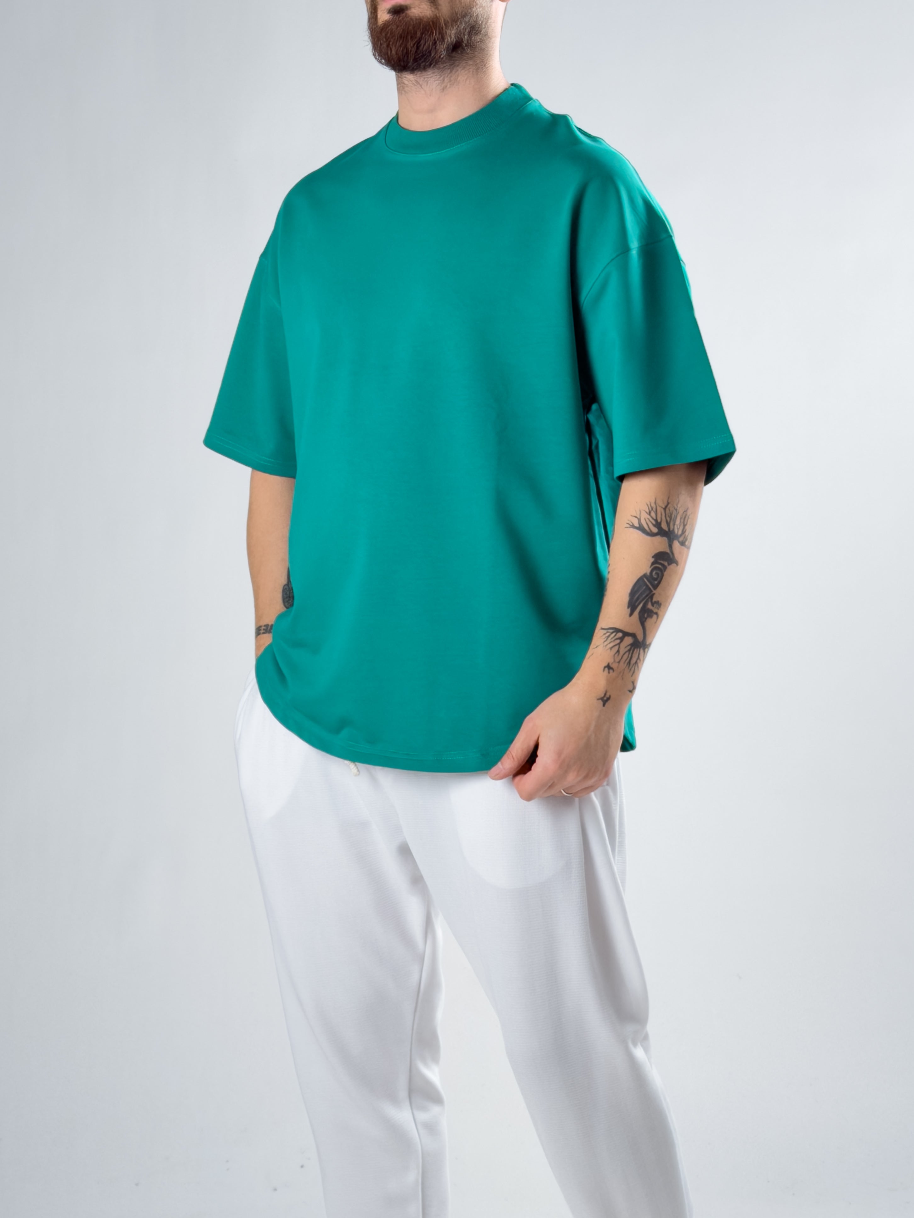 Erkek Yeşil Basic Oversize T-shirt COC2914