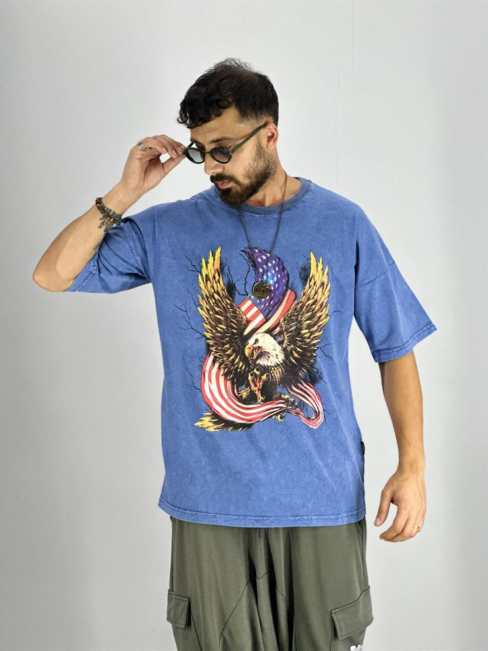 Erkek Yıkamalı Kumaş Baskılı T-Shirt COC2219