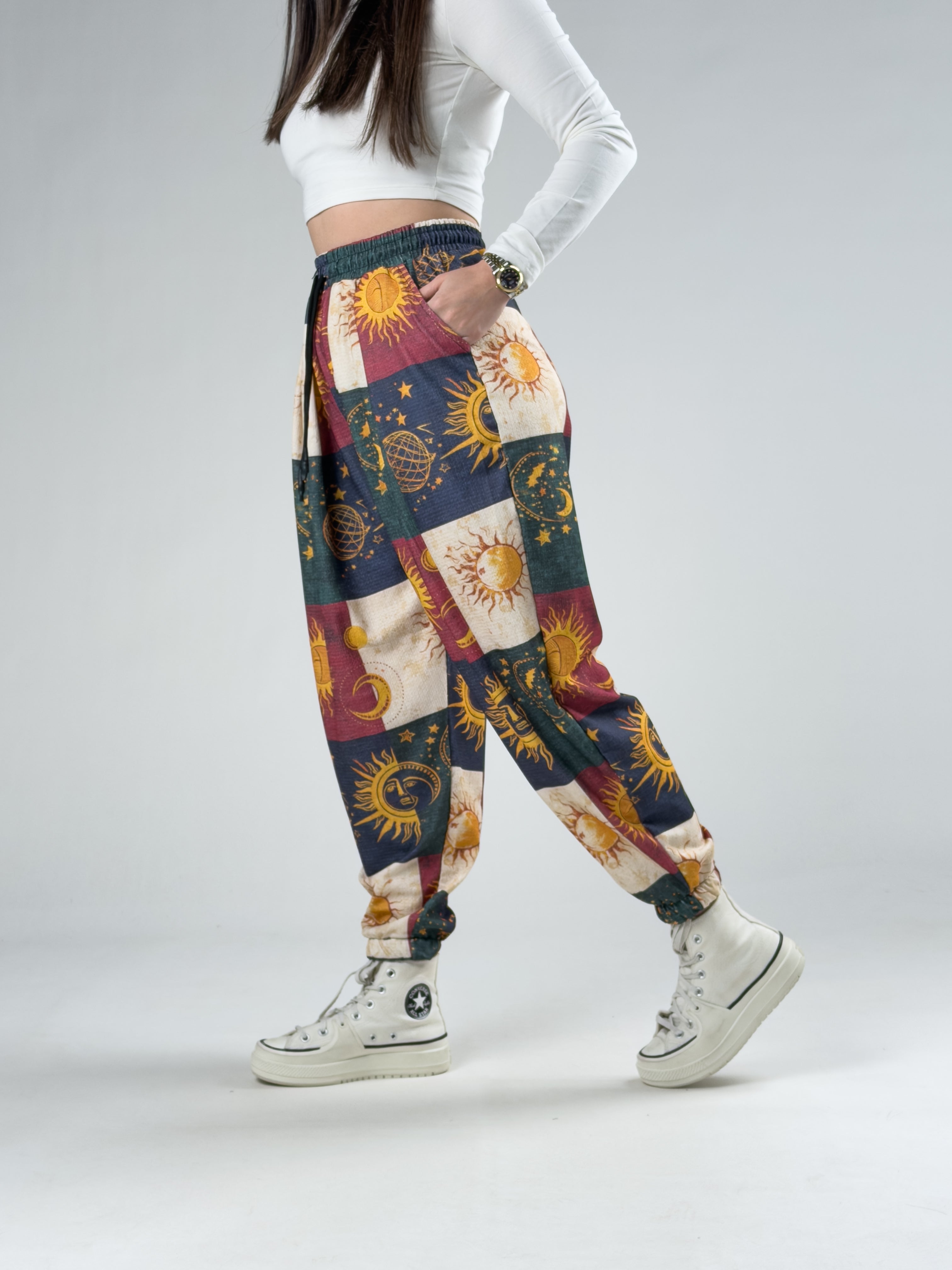 Etnik Astro Patchwork Kadın Pantolon COC2937