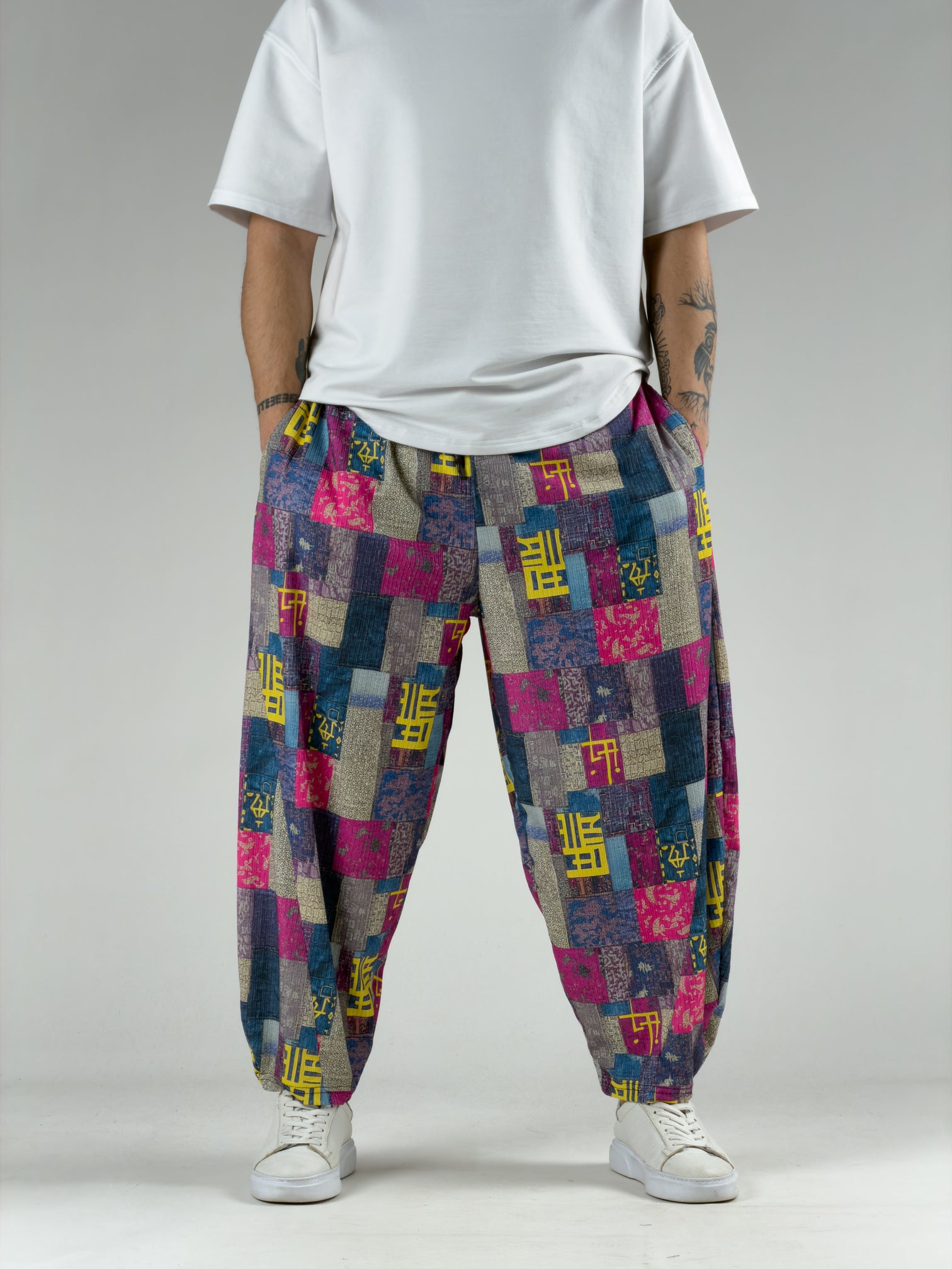 Etnik Chinese Erkek Patchwork Oversize Pantolon COC3054